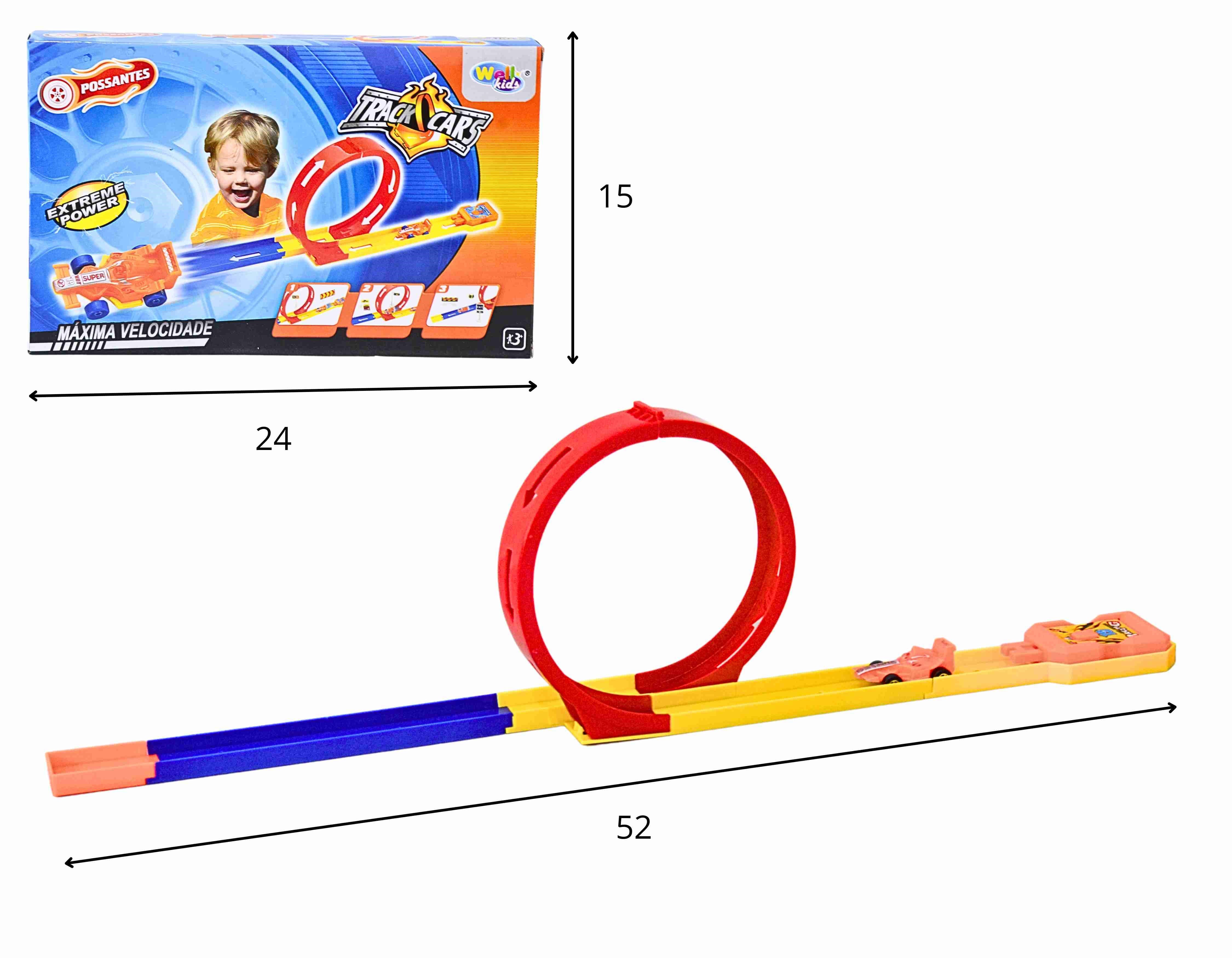 F - PISTA COM 1 CARRINHO, LANÇADOR, LOOPING E ACESSORIOS