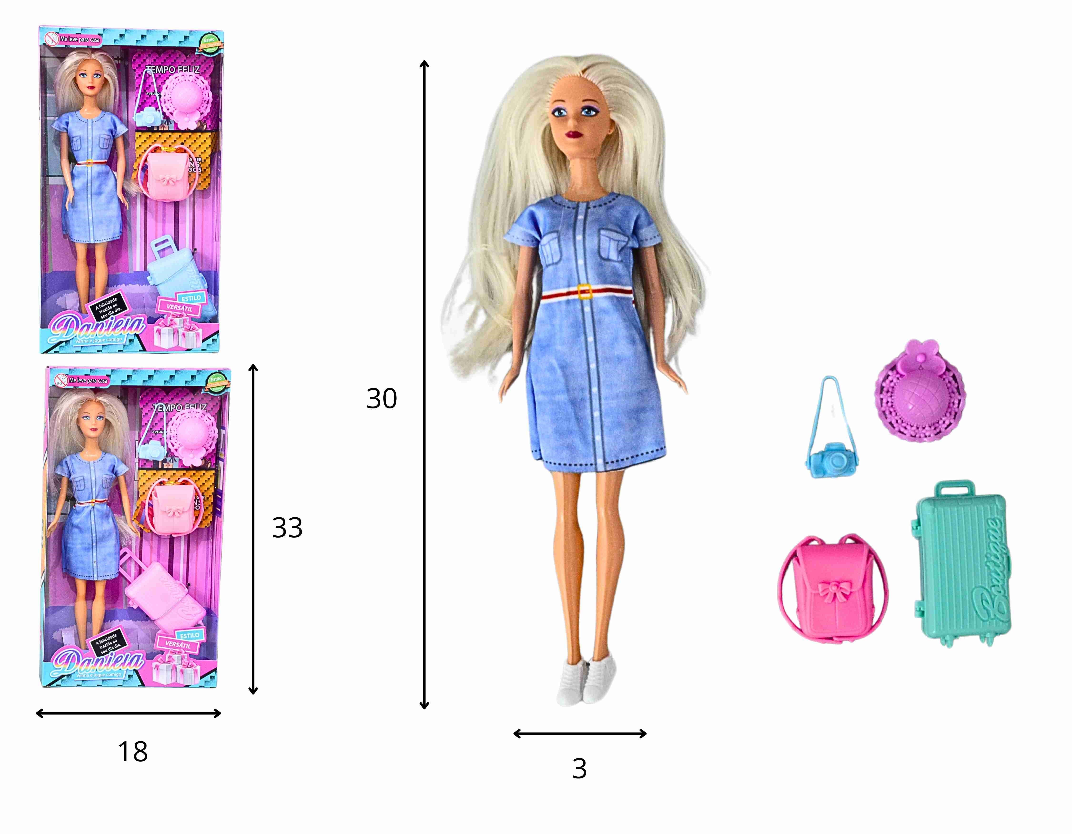 C - BONECA BOA VIAGEM COM ACESSÓRIOS E MODELOS VARIADOS