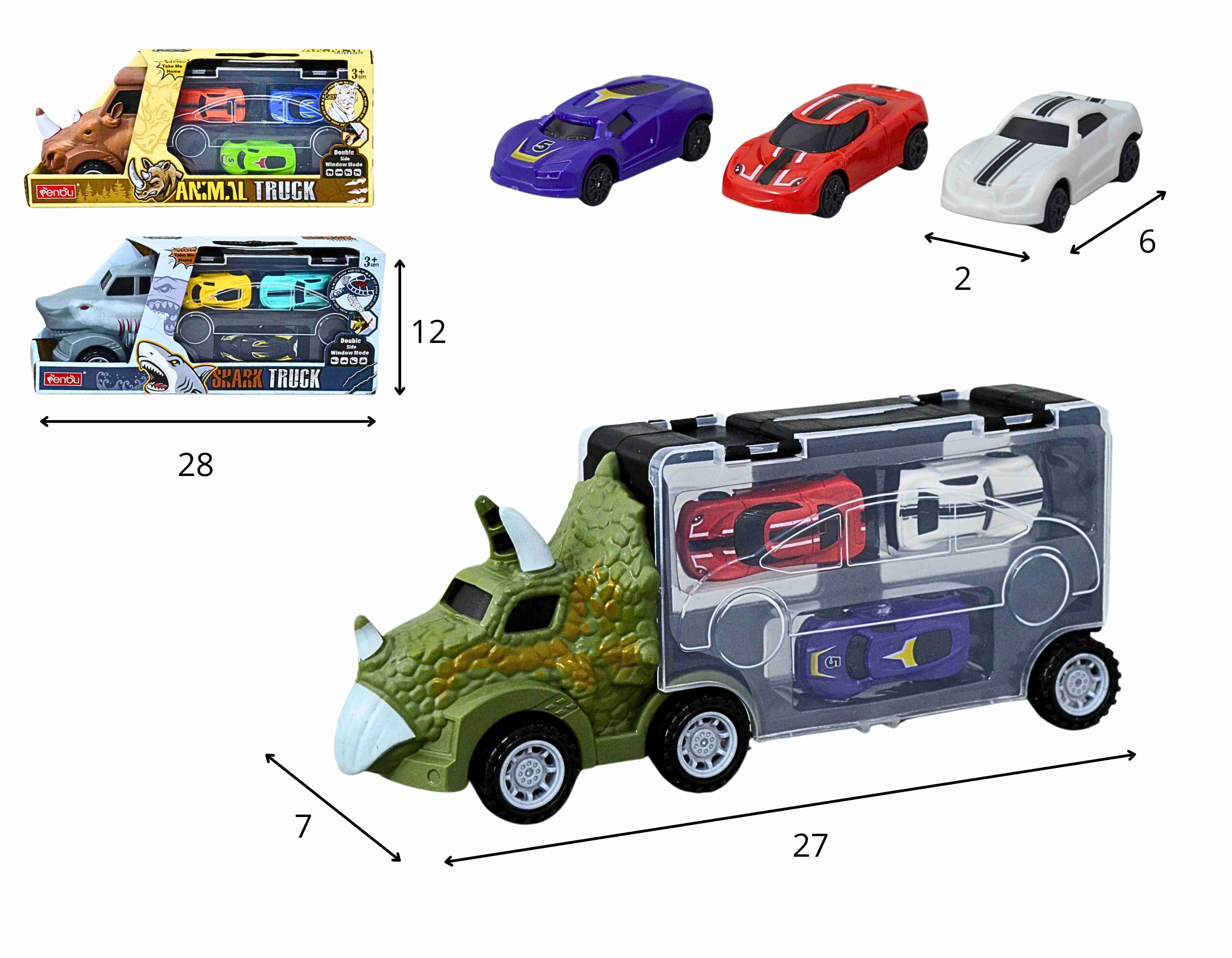 E - CAMINHAO ANIMAL MALETA COM 3 CARRINHOS COM MODELOS VARIADOS