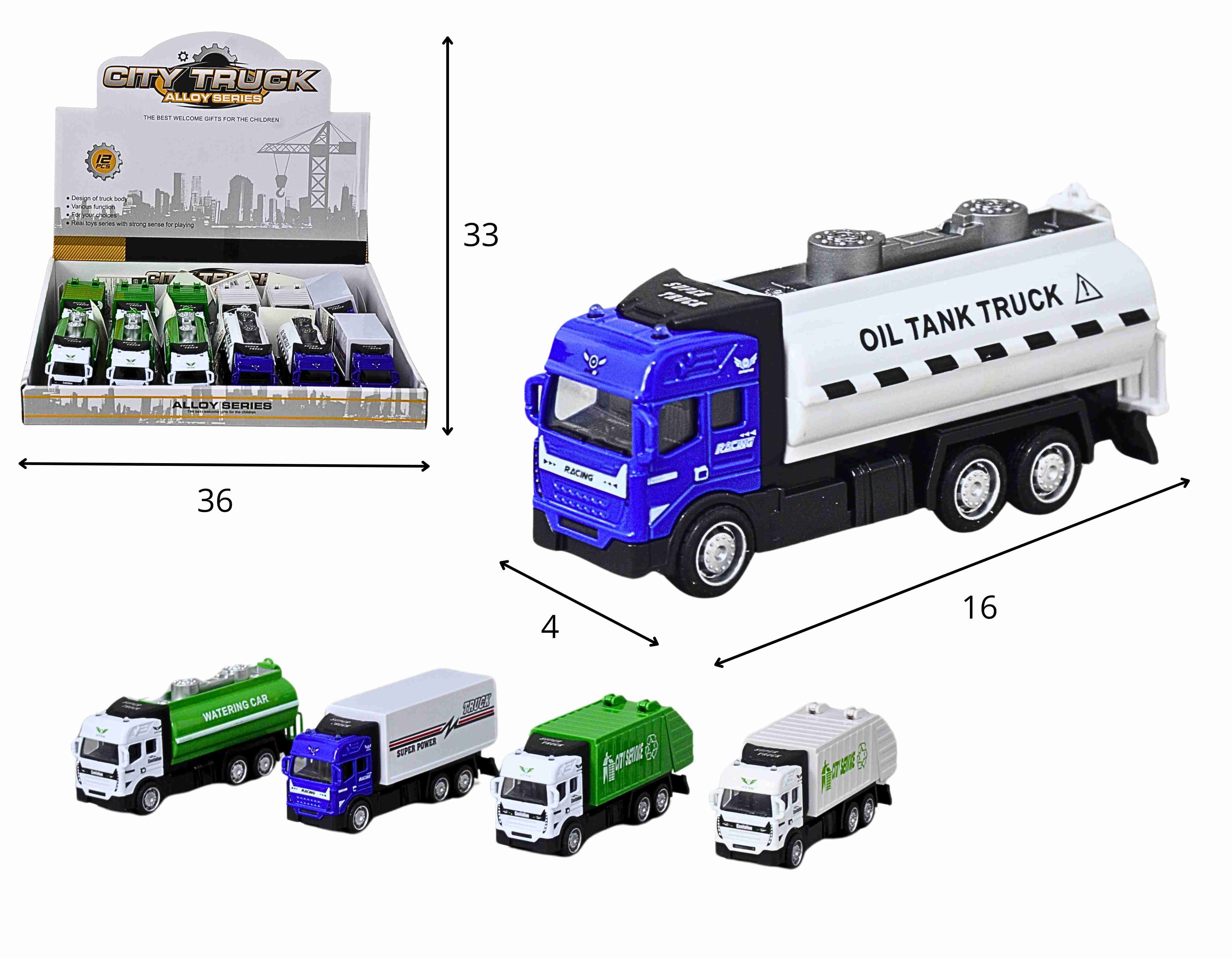 C - KIT COLEÇÃO CAMINHAO DE LIXO/TANQUE/BAÚ COM CABINE DE METAL E MODELOS VARIADOS