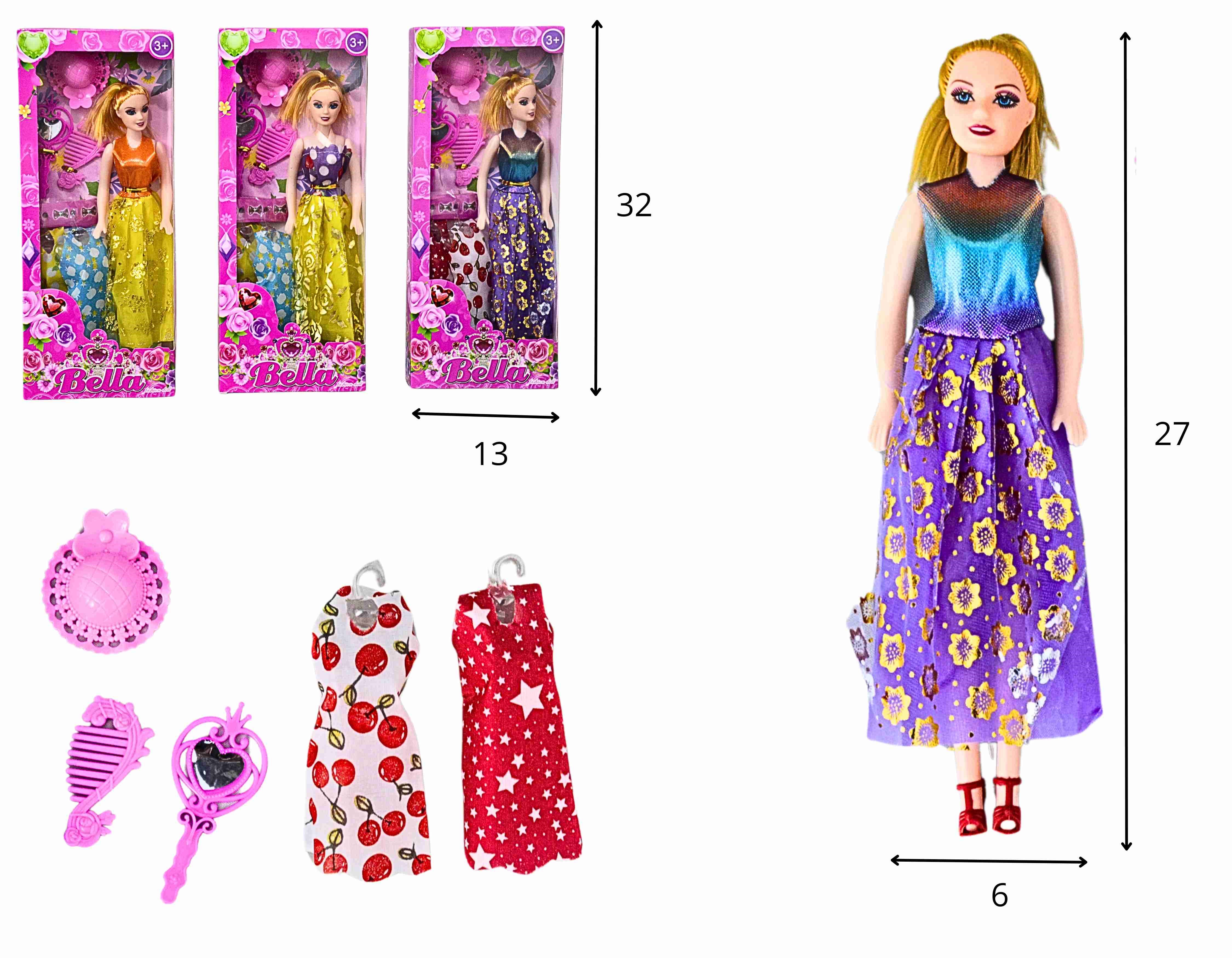 C - BONECA BELLA COM VESTIDO, ACESSÓRIOS E MODELOS VARIADOS
