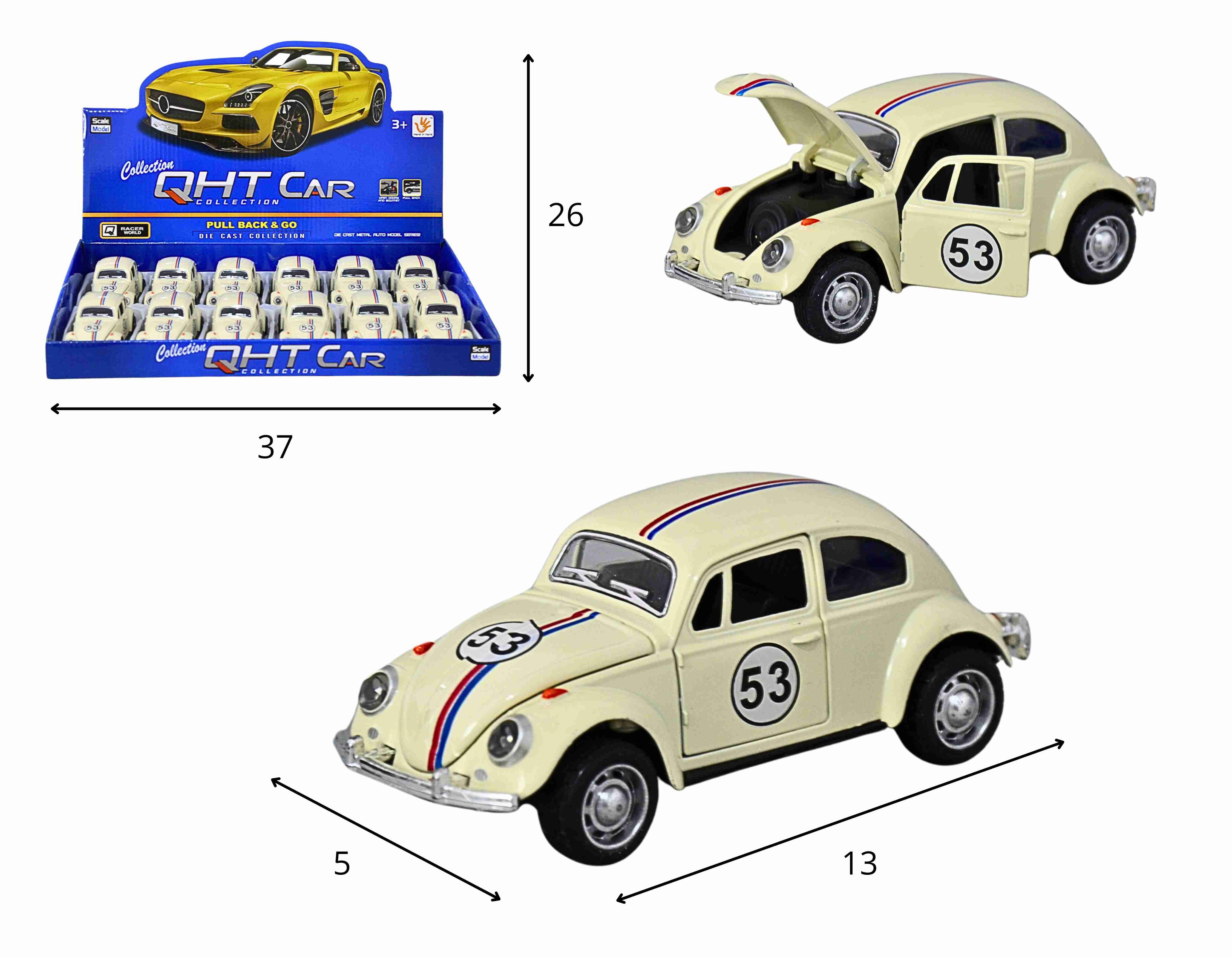 C - KIT COLEÇÃO FUSCA HERBY DE METAL A FRICCAO ABRE PORTAS E CAPO NO DISPLAY COM 12 PEÇAS
