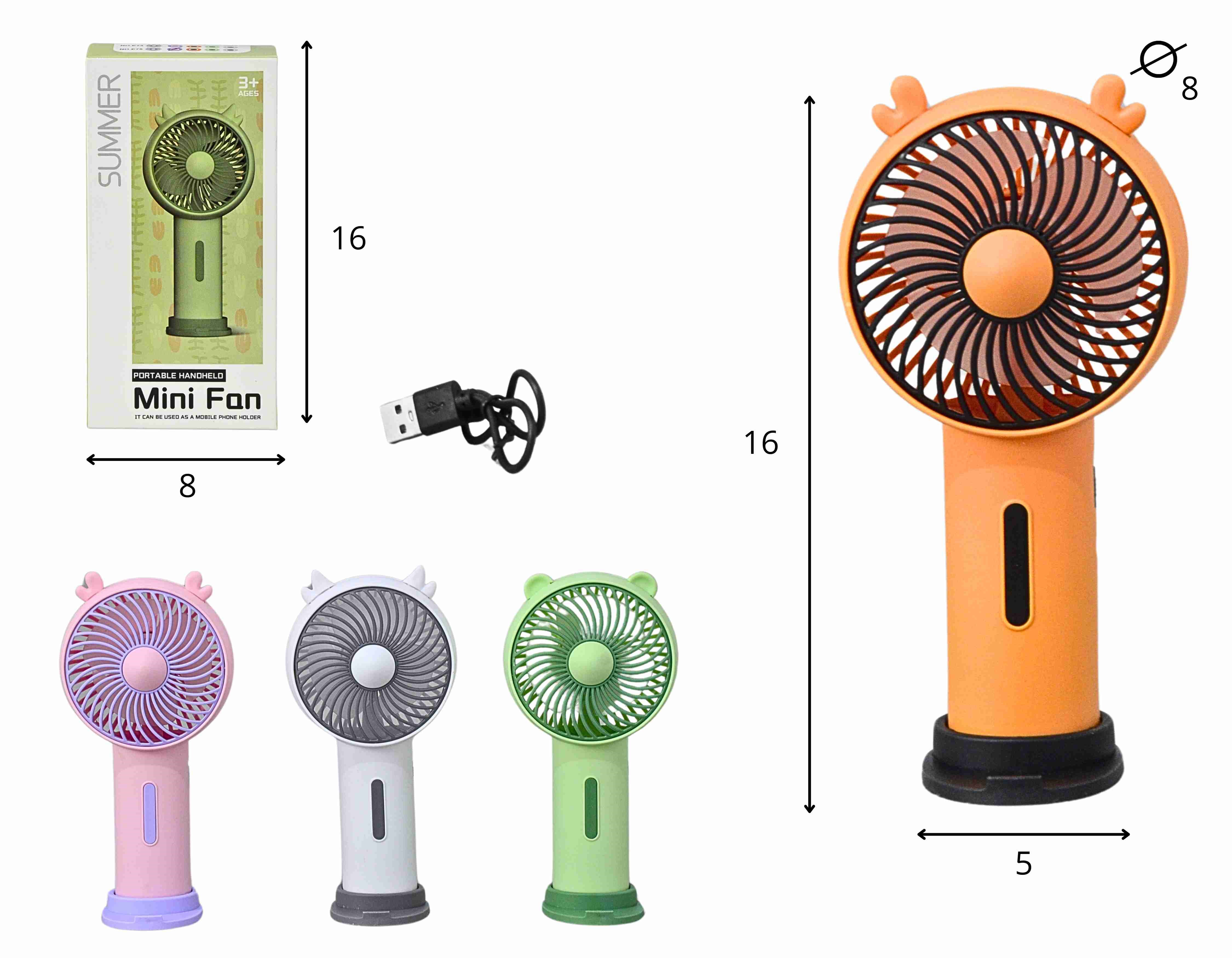 D - MINI VENTILADOR RECARREGAVEL COM CORES VARIADAS