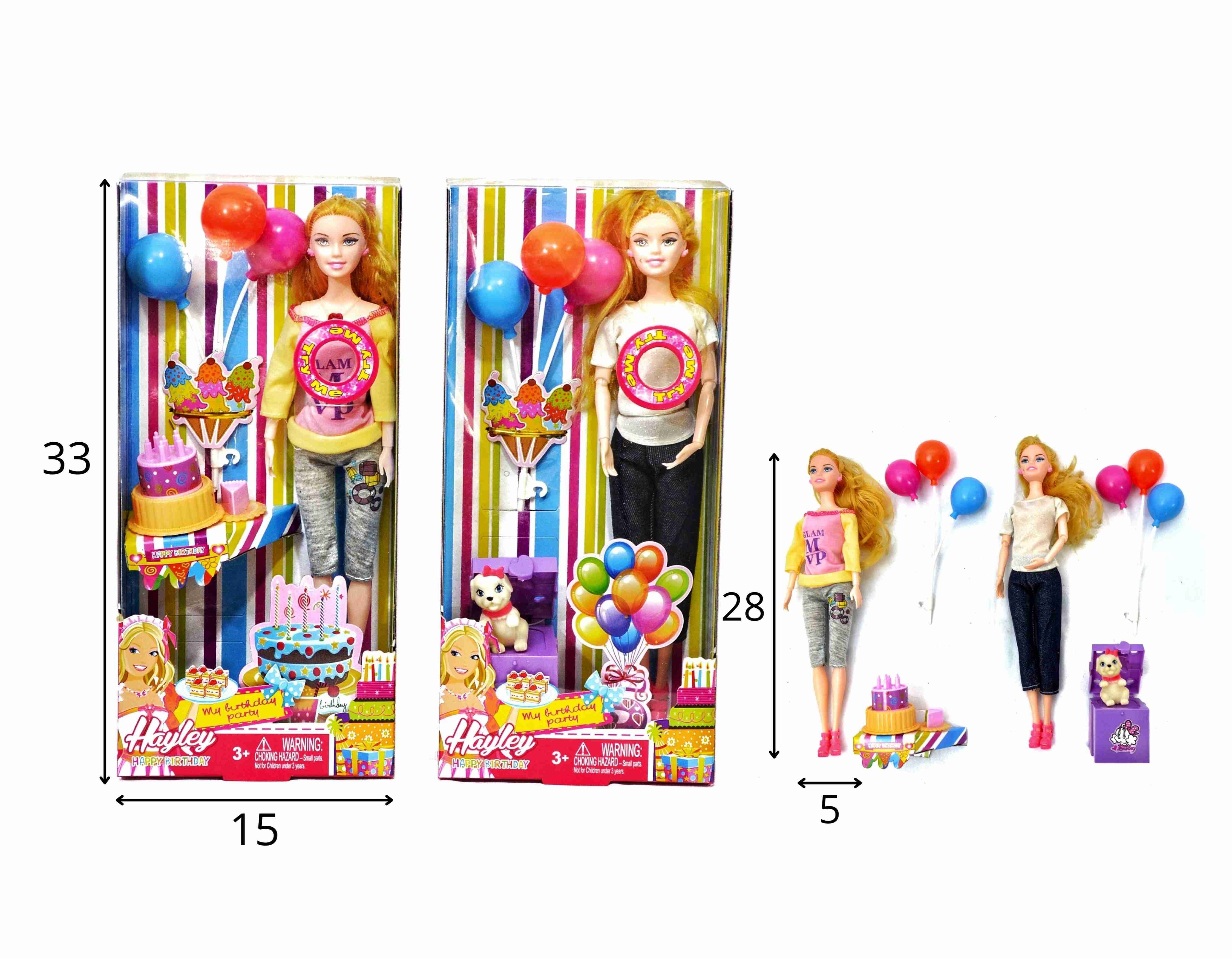 C - BONECA FELIZ ANIVERSARIO C/ ACESSÓRIOS MUSICAL E ARTICULADA (CAIXA FECHADA R$ 36,90 + FT -> 06 PEÇAS)