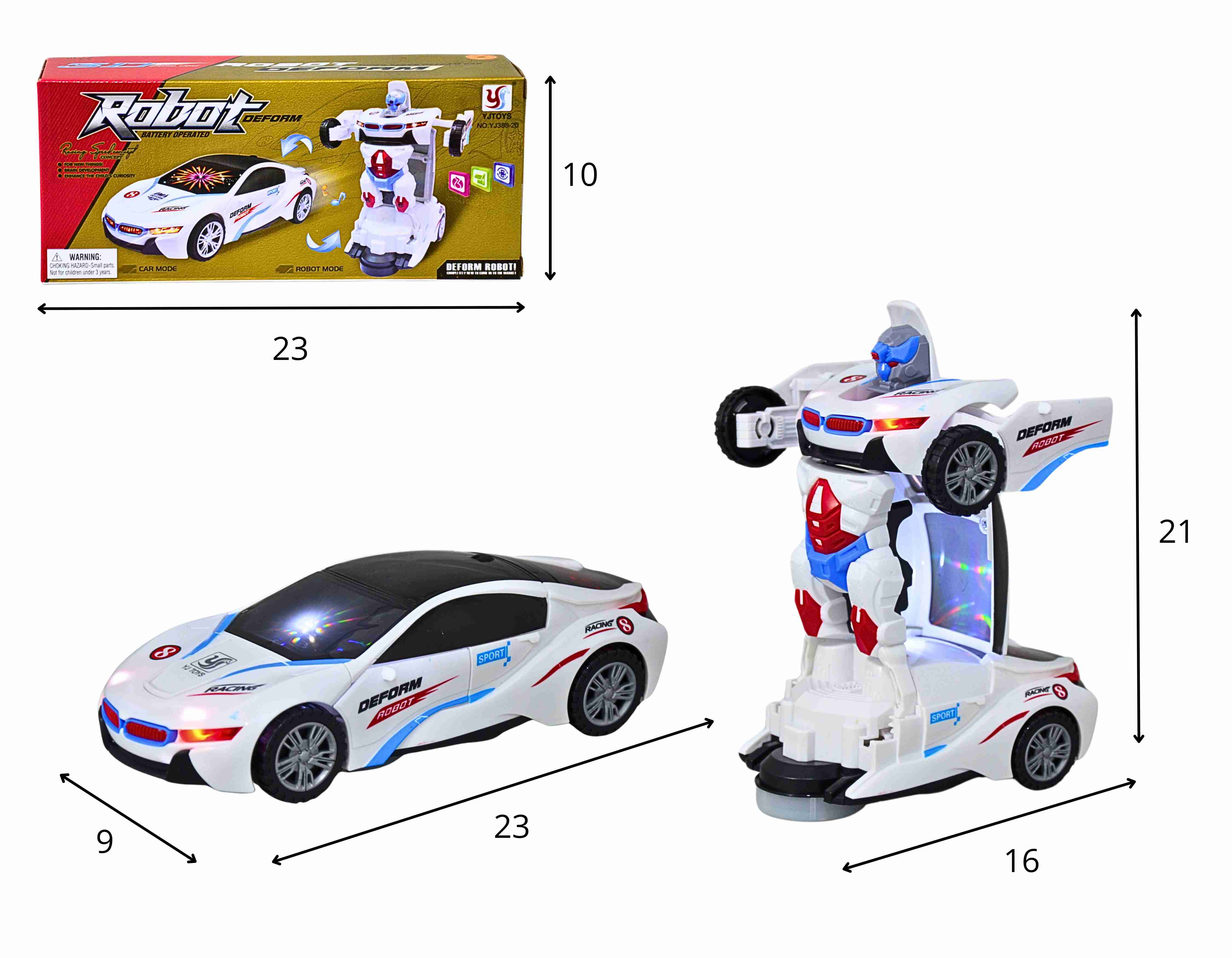 D - CARRO TRANSFORMERS Á PILHA COM SOM E ILUMINAÇÃO 