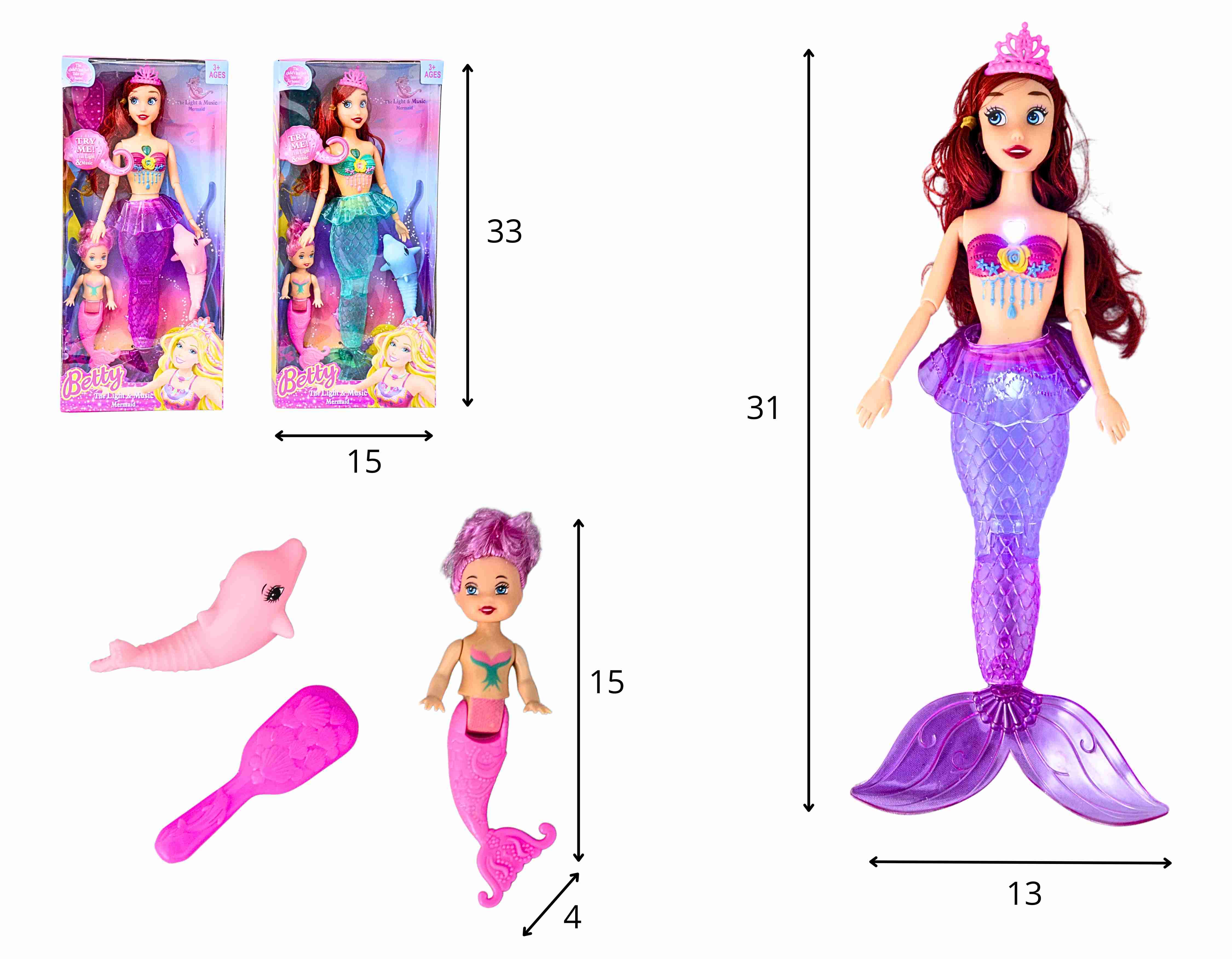 C - BONECA SEREIA C/ ACESSÓRIOS, SOM E ILUMINAÇÃO 