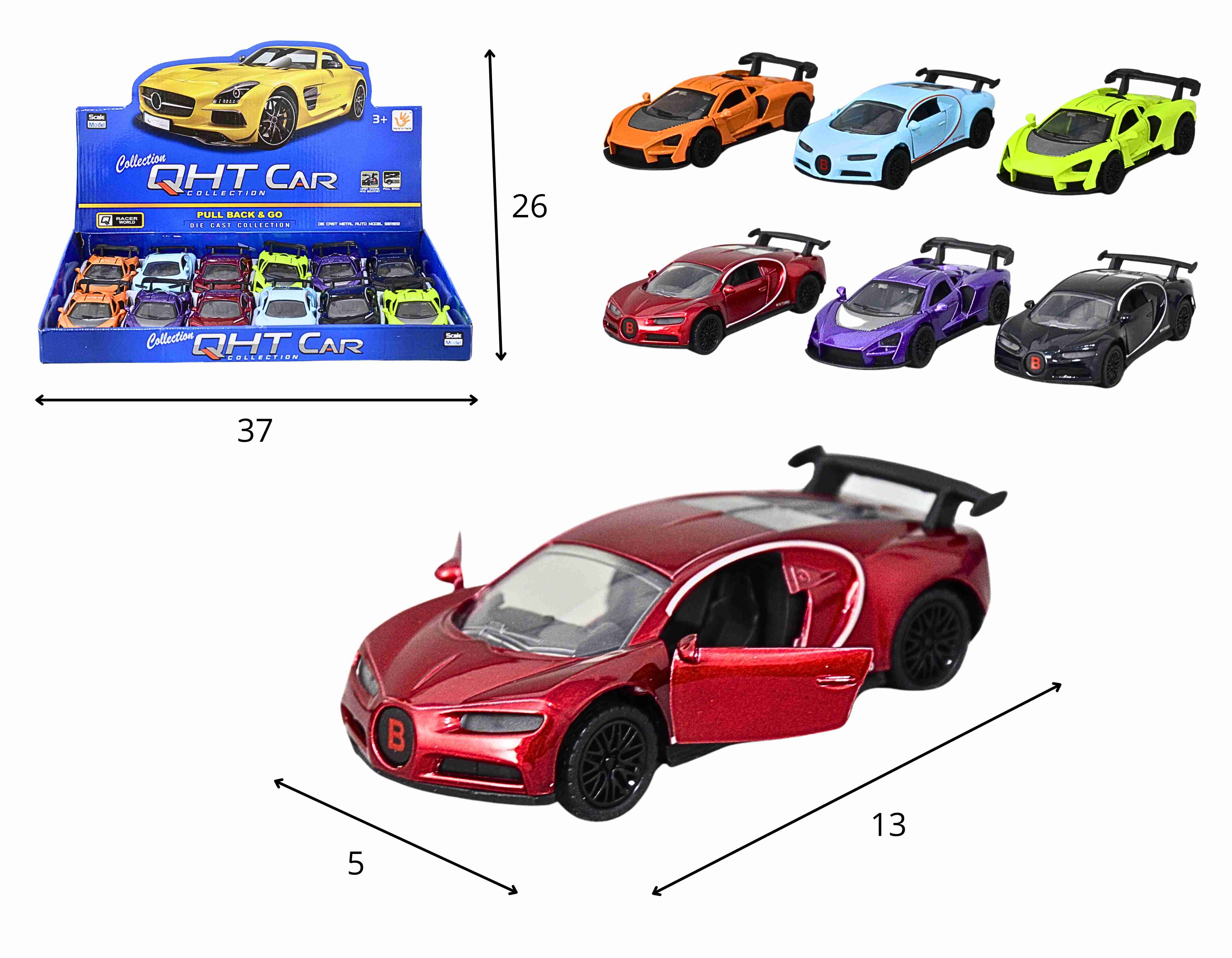 C - KIT COLEÇÃO BUGATTI E LAMBORGHINI DE METAL NO DISPLAY C/ 12 PEÇAS
