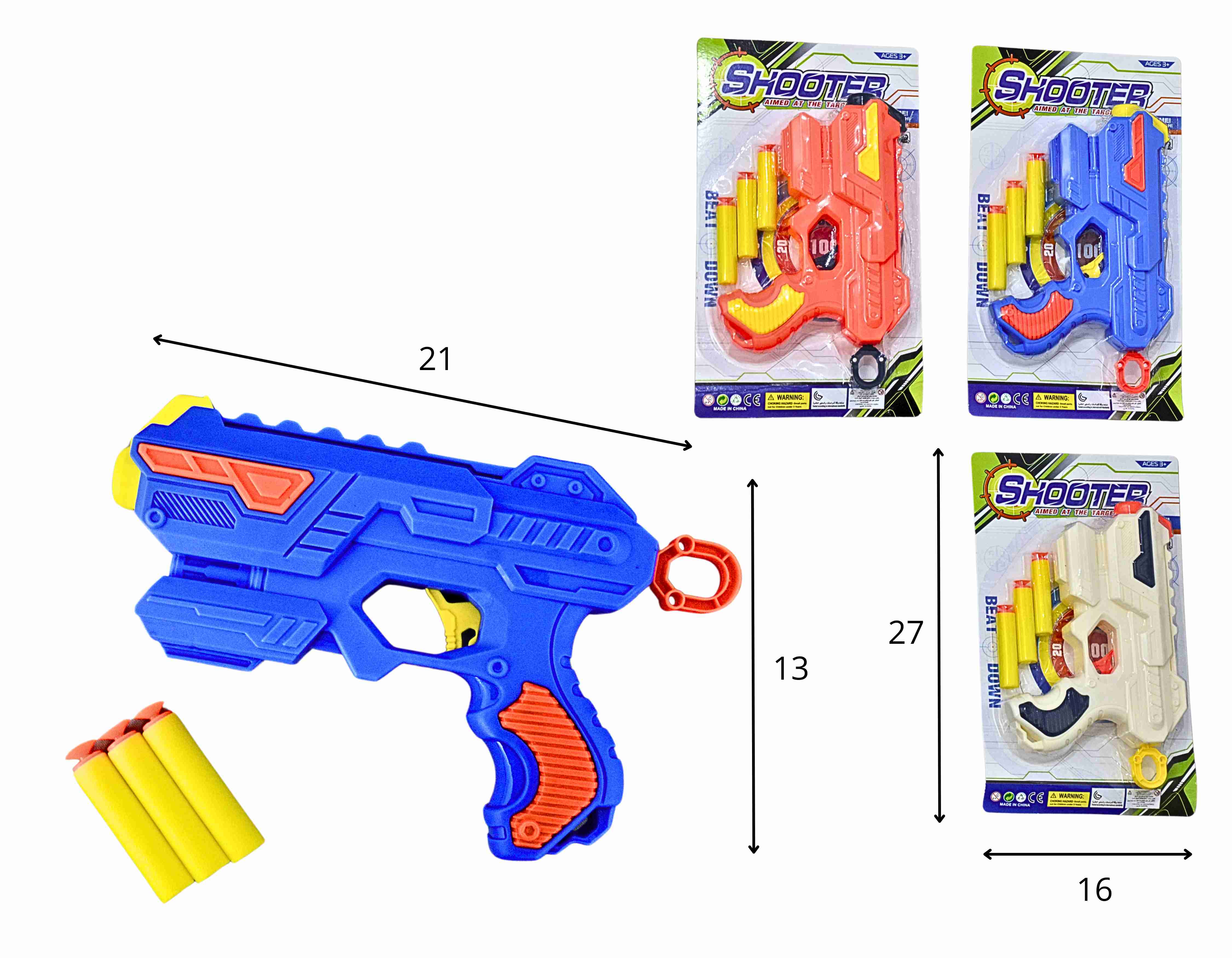 **G - PISTOLA LANÇA DARDOS COM 3 DARDOS E CORES VARIADAS