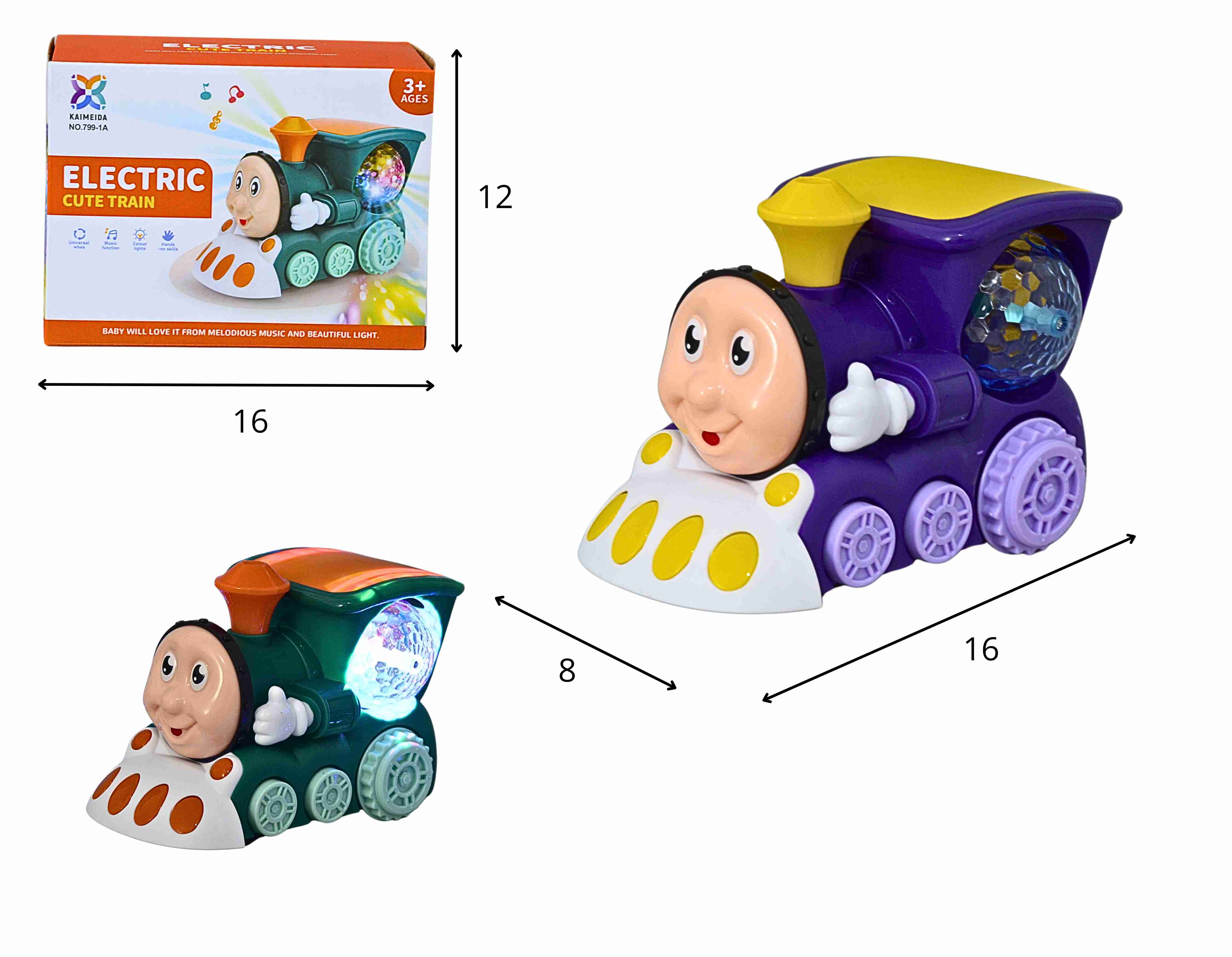 D - TREM COM CARINHA A PILHA COM SOM E ILUMINAÇÃO, BATE E VOLTA