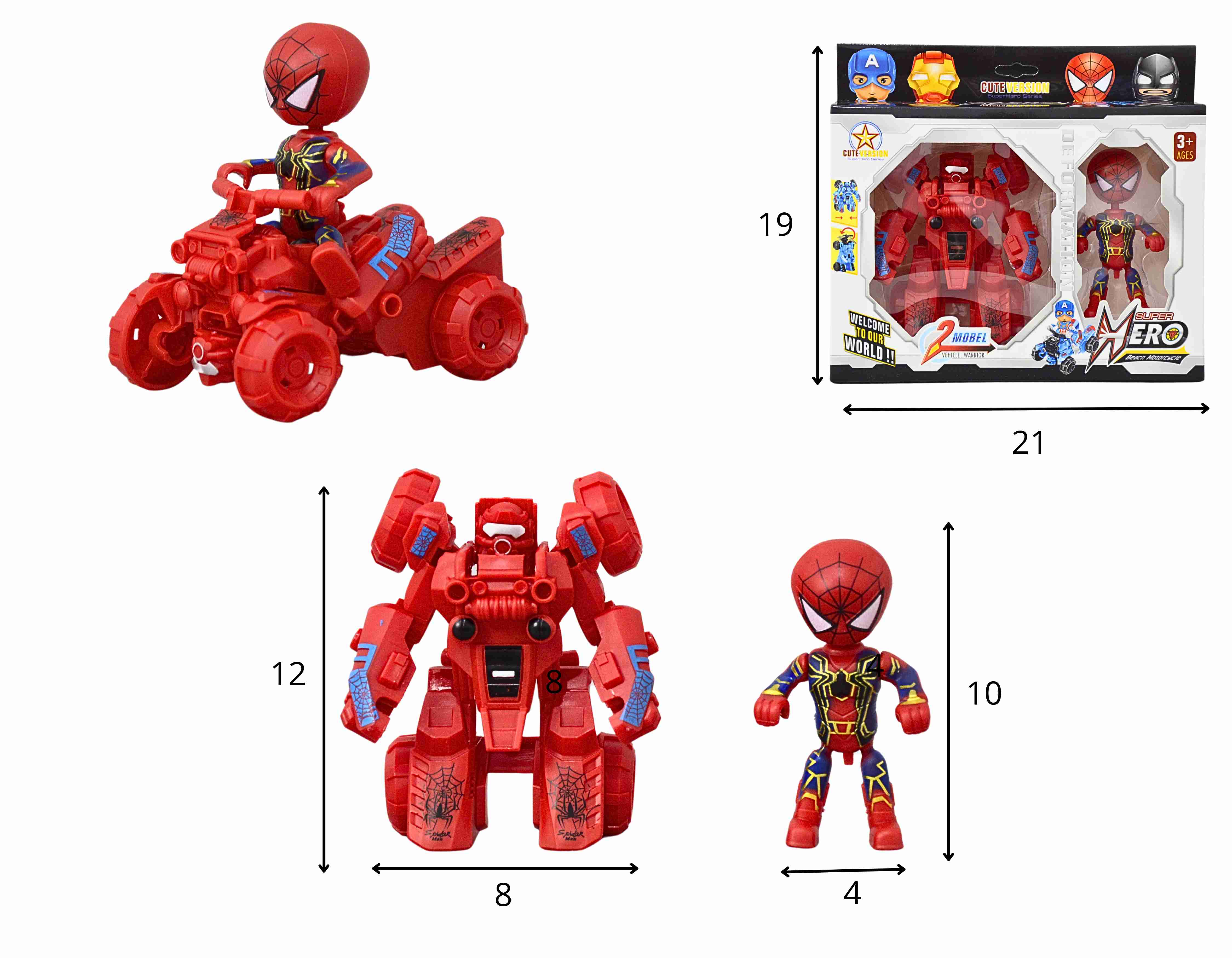C - BONECO SPIDERMAN E TRANSFORMERS QUE VIRA QUADRICICLO