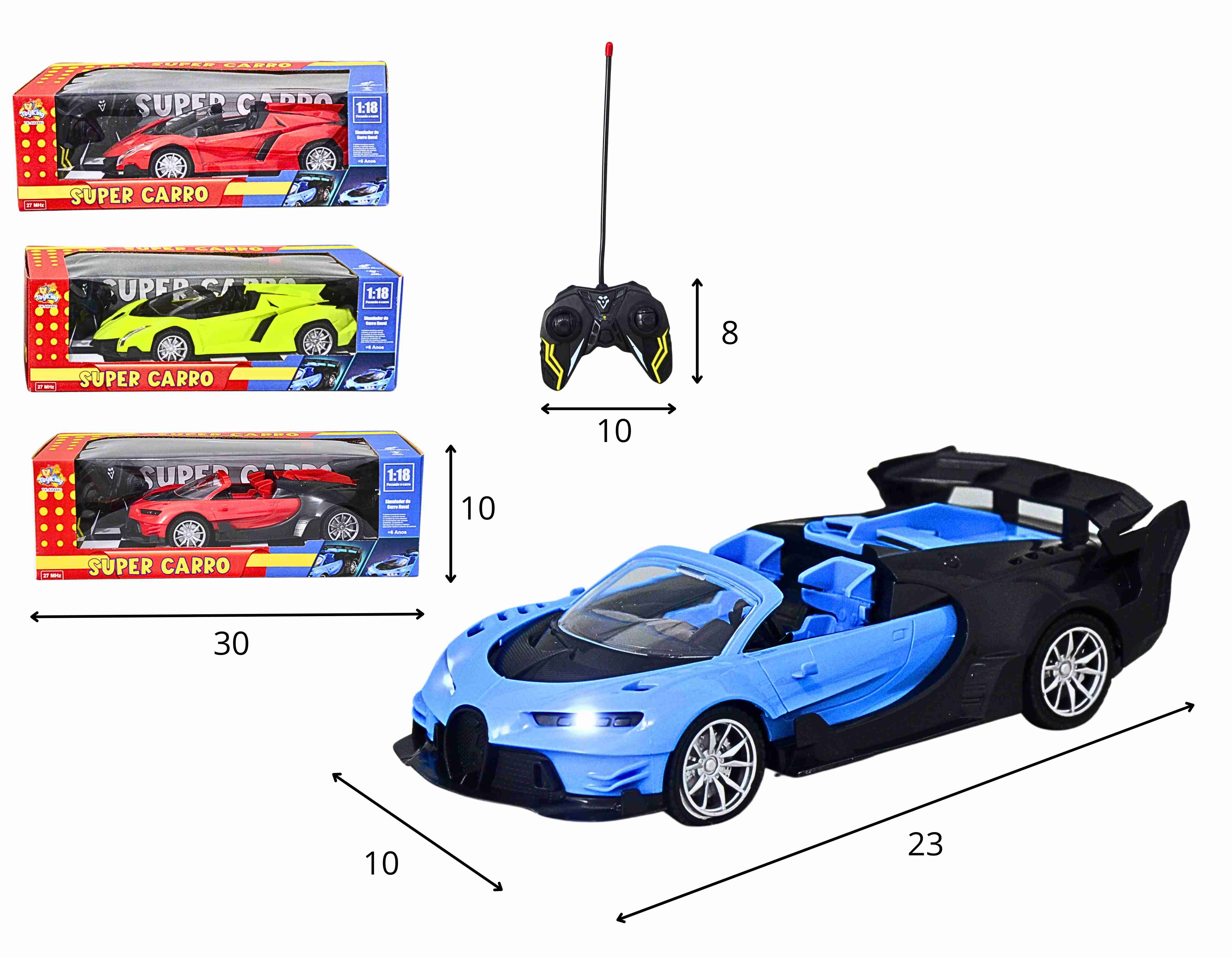F - CARRO DE CONTROLE TOTAL TIPO BUGATTI E FERRARI COM CORES E MODELOS VARIADOS