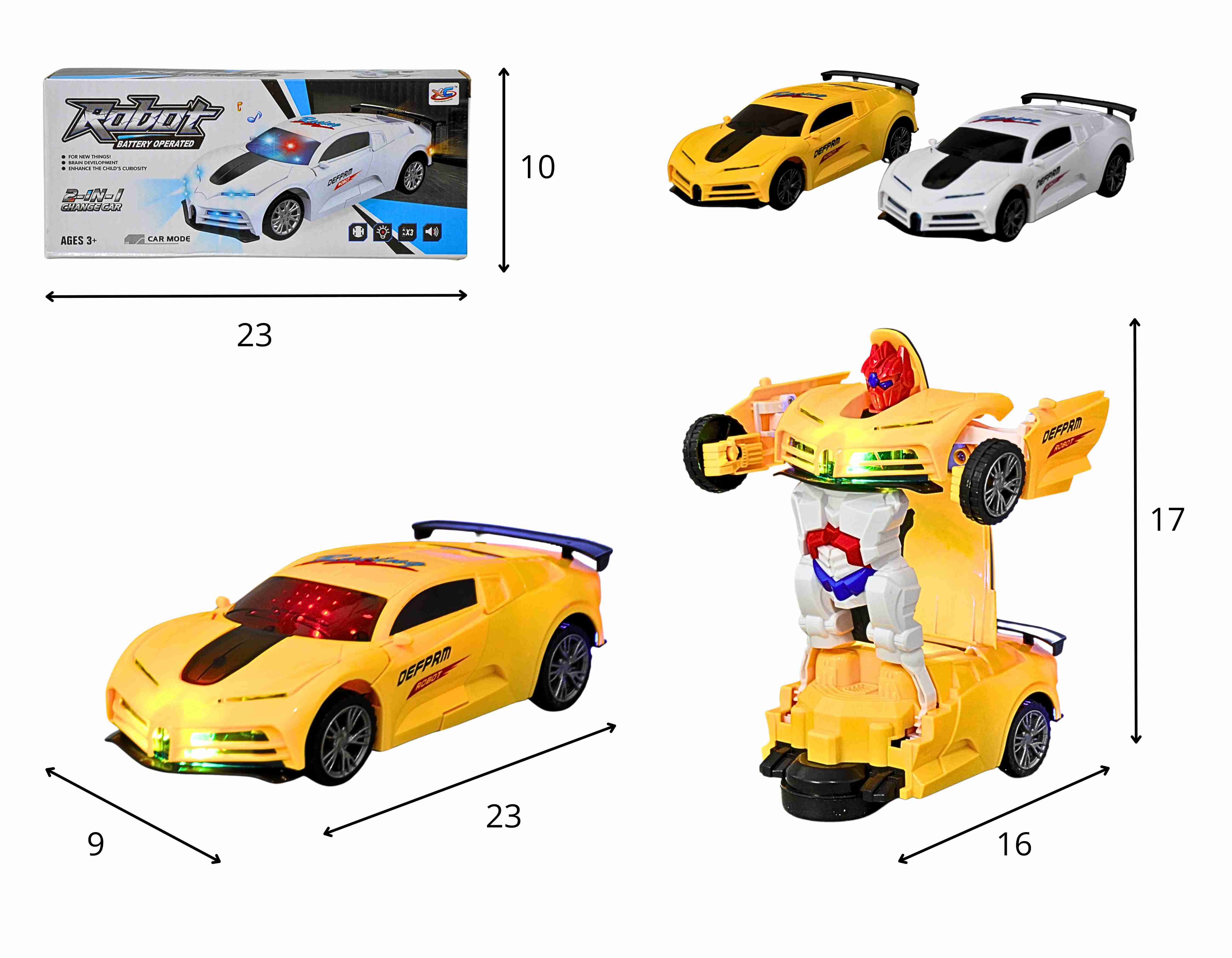 D - CARRO TRANSFORMERS Á PILHA COM SOM E ILUMINAÇÃO 