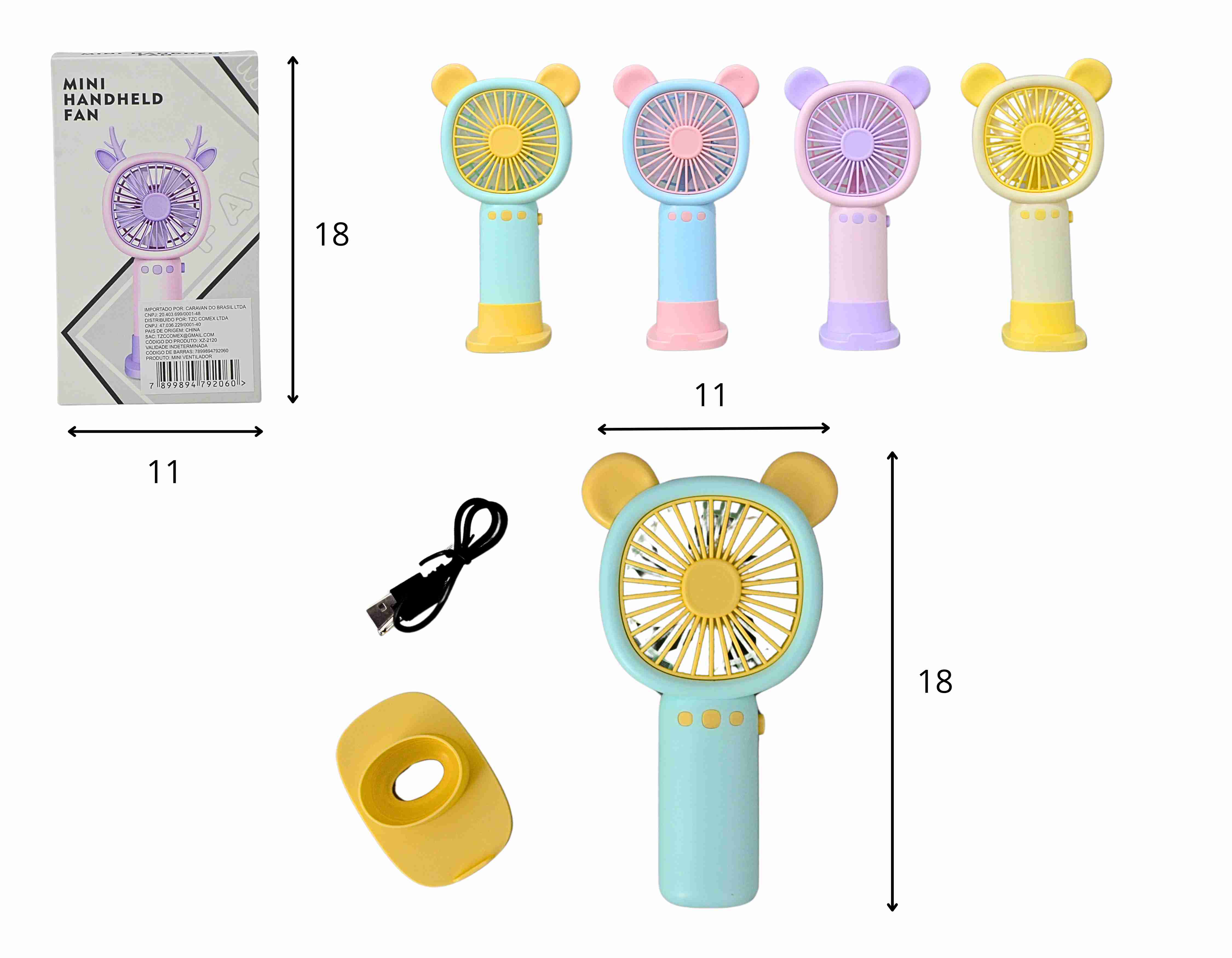 D - MINI VENTILADOR RECARREGAVEL COM CORES VARIADAS