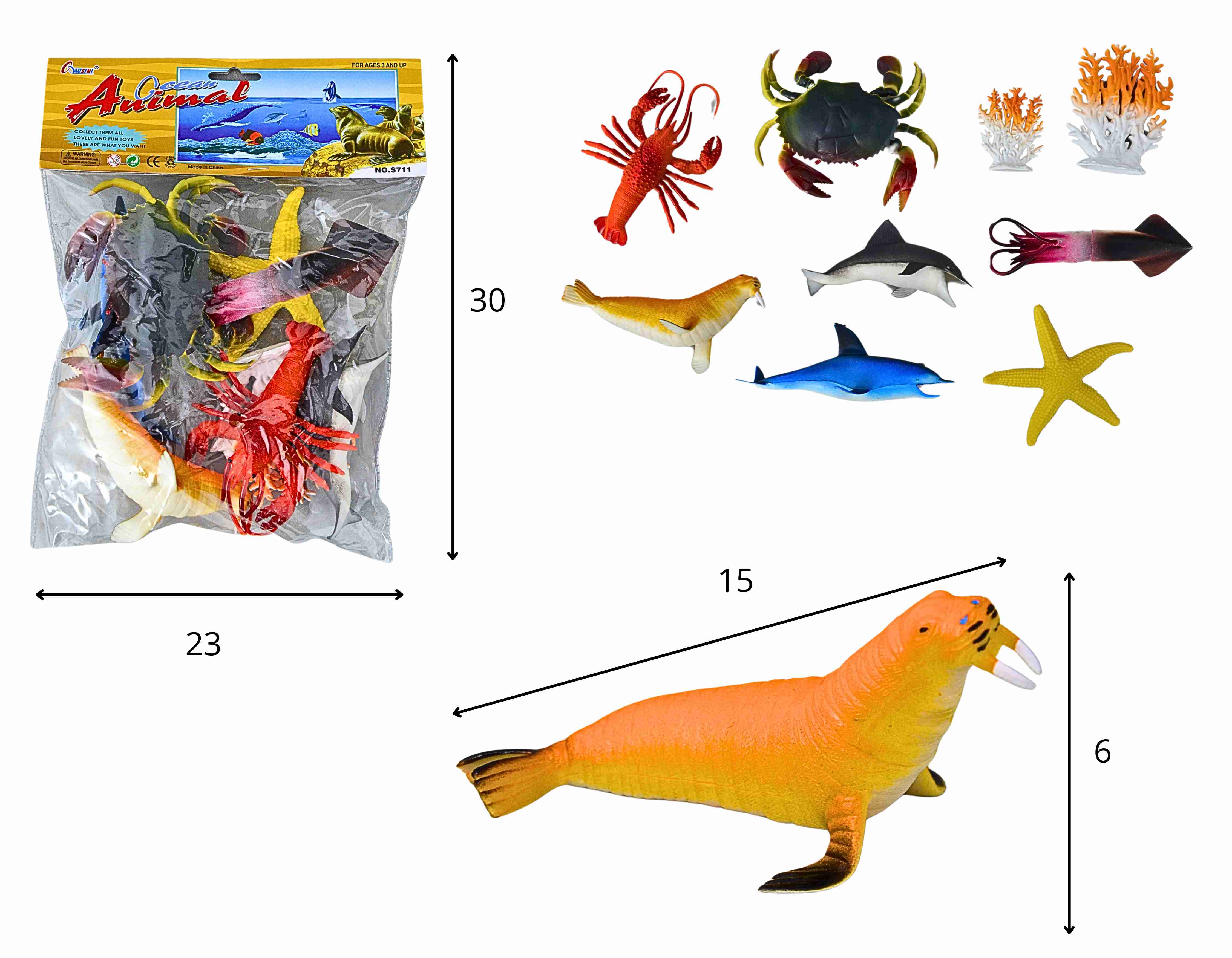 A - KIT ANIMAIS MARINHOS COM MODELOS VARIADOS (GRANDE)