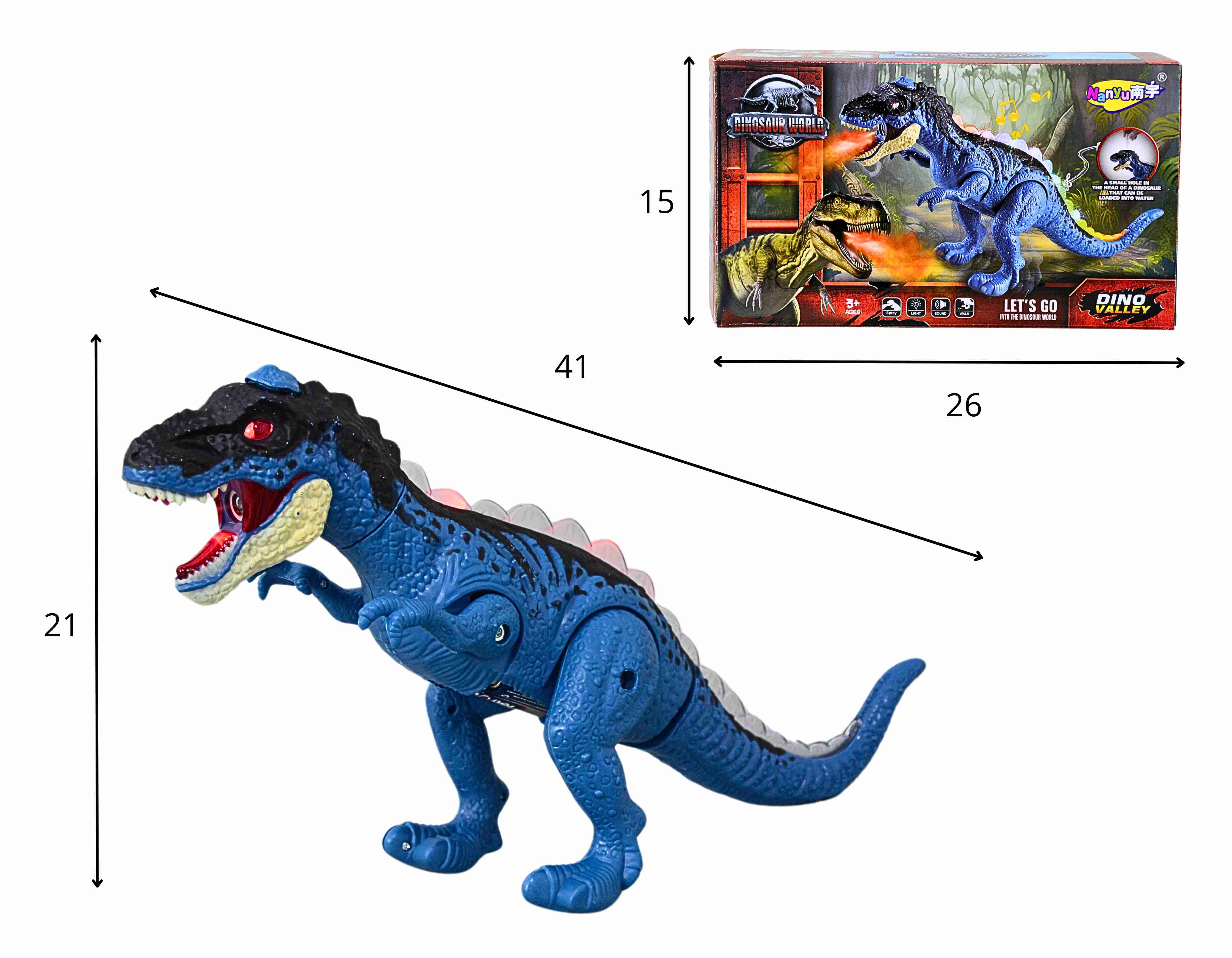 D - DINOSSAURO TIRANOSSAURO REX QUE SOLTA FUMAÇA, COM SOM E ILUMINAÇÃO