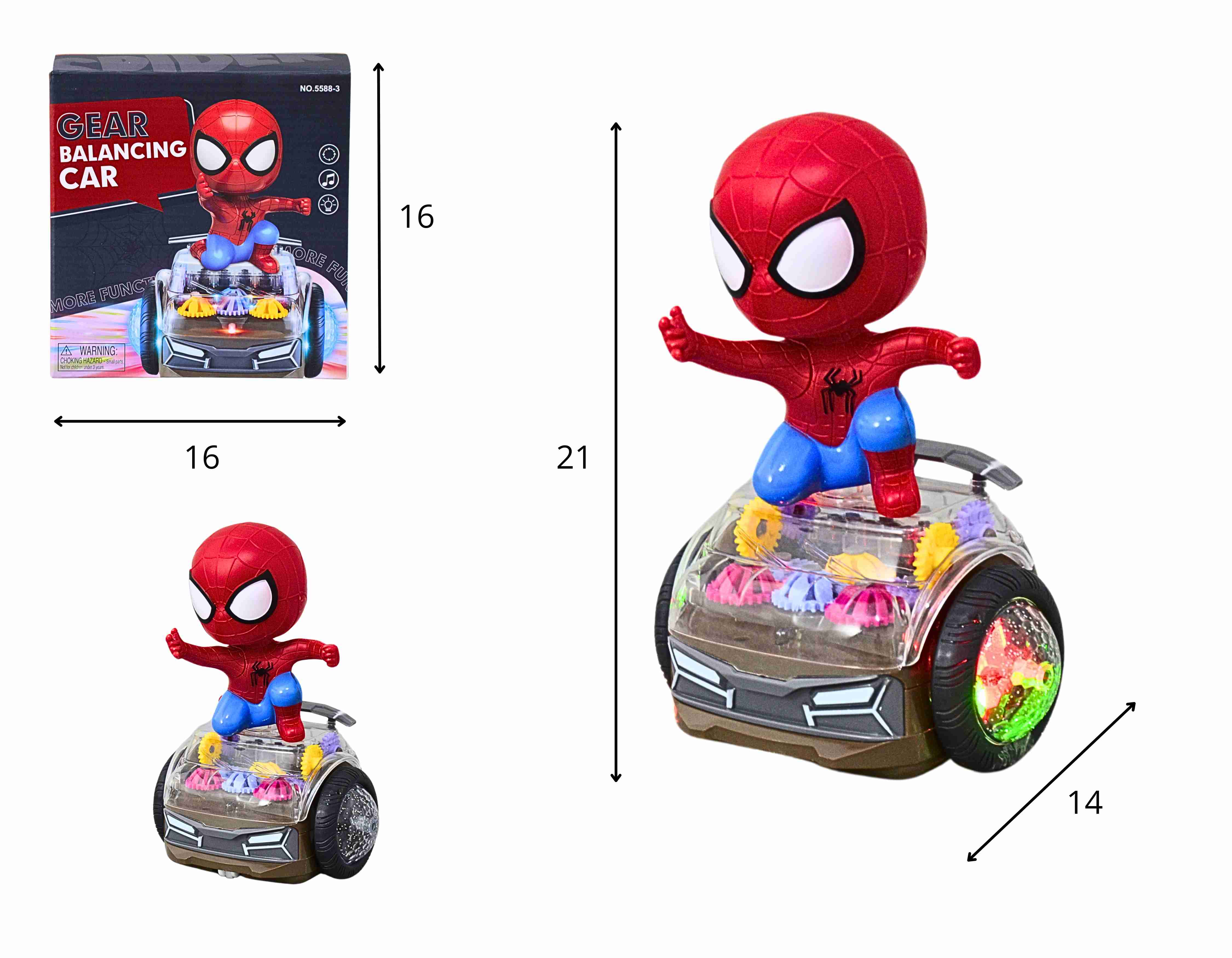 D - BONECO HOMEM ARANHA NO OVERBOARD Á PILHA  COM SOM E ILUMINAÇÃO