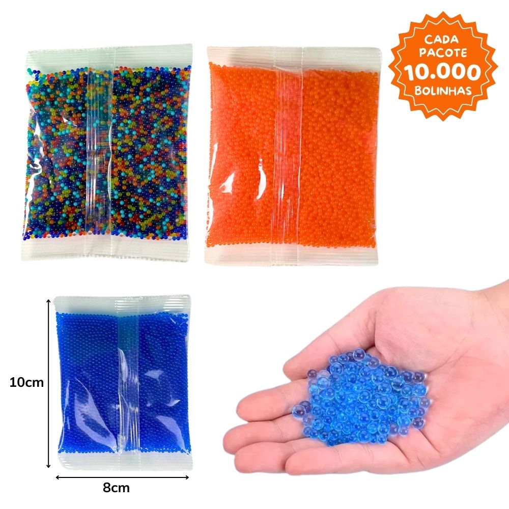 A - BOLINHAS DE GEL QUE CRESCEM NA AGUA, PACOTE COM 10000 BOLINHAS COLORIDAS