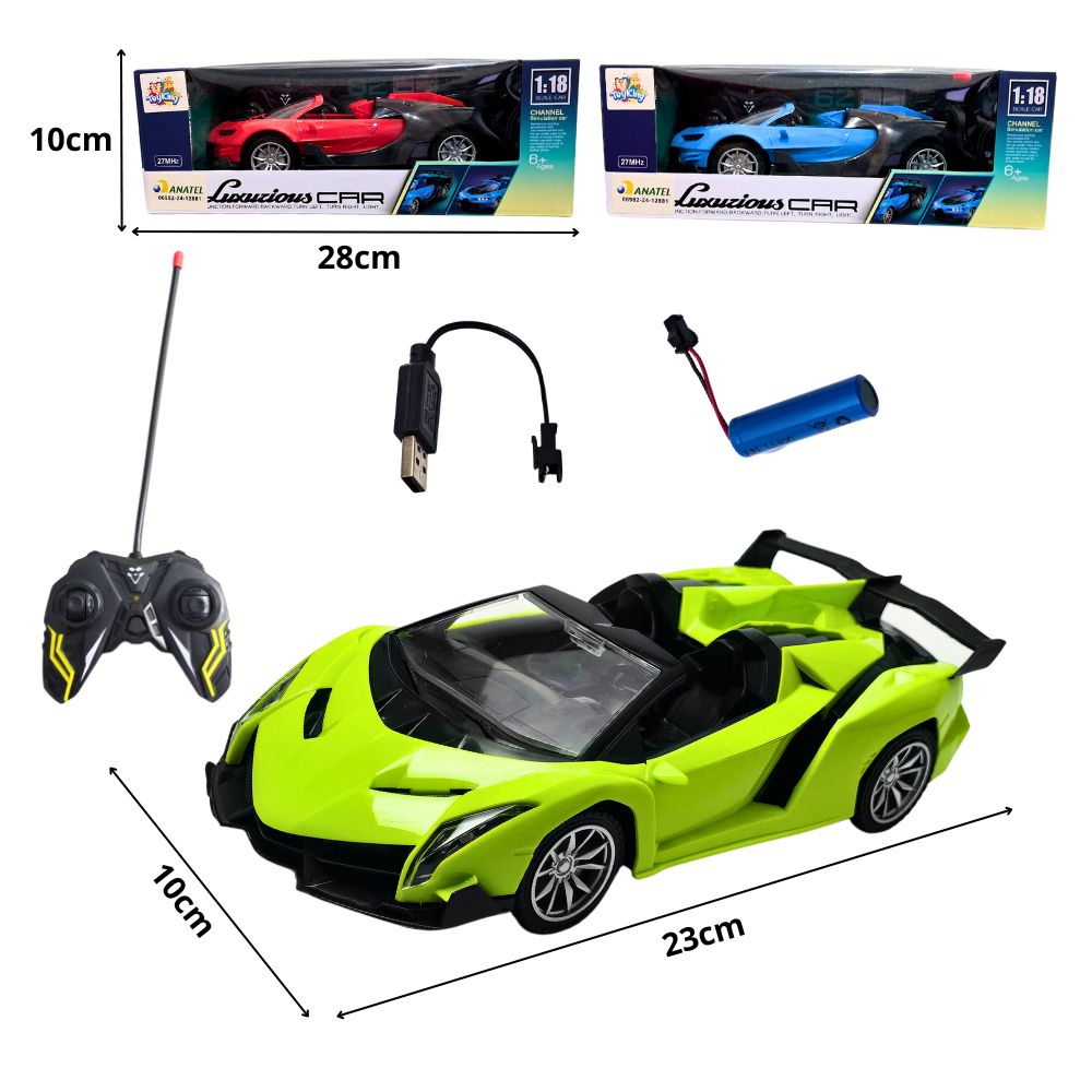 F - CARRO DE CONTROLE TOTAL ESPORTIVO CONVERSIVEL RECARREGAVEL COM CORES VARIADAS