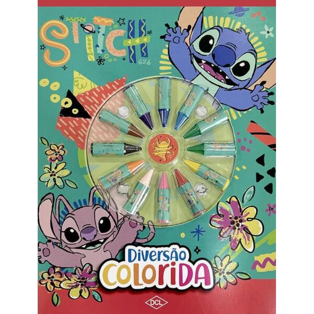 *S - LIVRO DE ATIVIDADES STITCH E 12 GIZES DE CERA