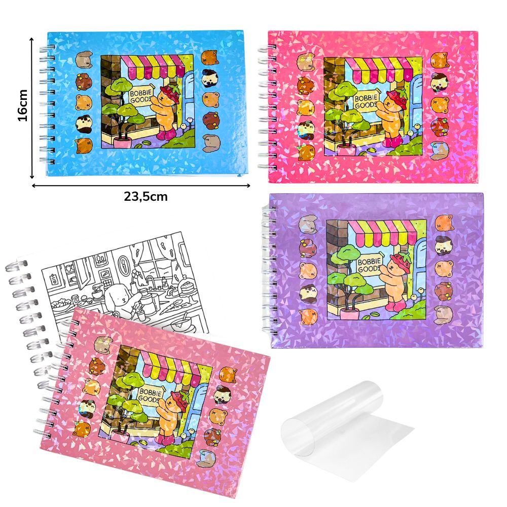 A - CADERNO DE PINTURA BOBBIE GOODS COM 46 FOLHAS, CAPA DURA BRILHANTE ...