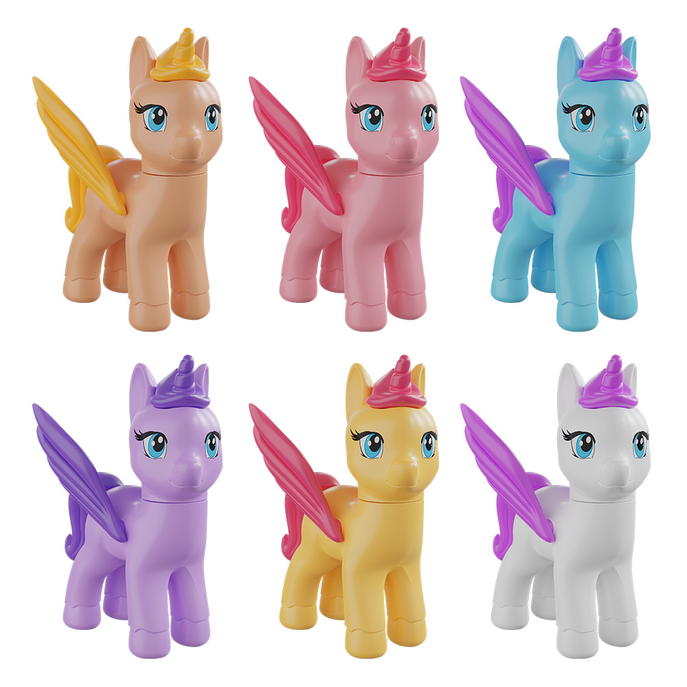 C - BONECO DE MONTAR TEMA UNICORNIOS COM 6 CORES VARIADAS