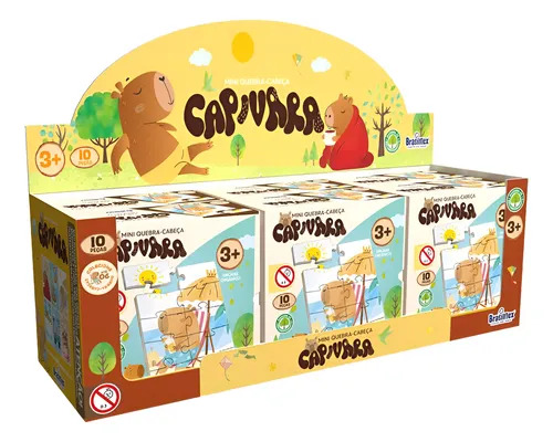 *X - MINI QUEBRA CABECA CAPIVARA DE MADEIRA COM 10 PECAS
