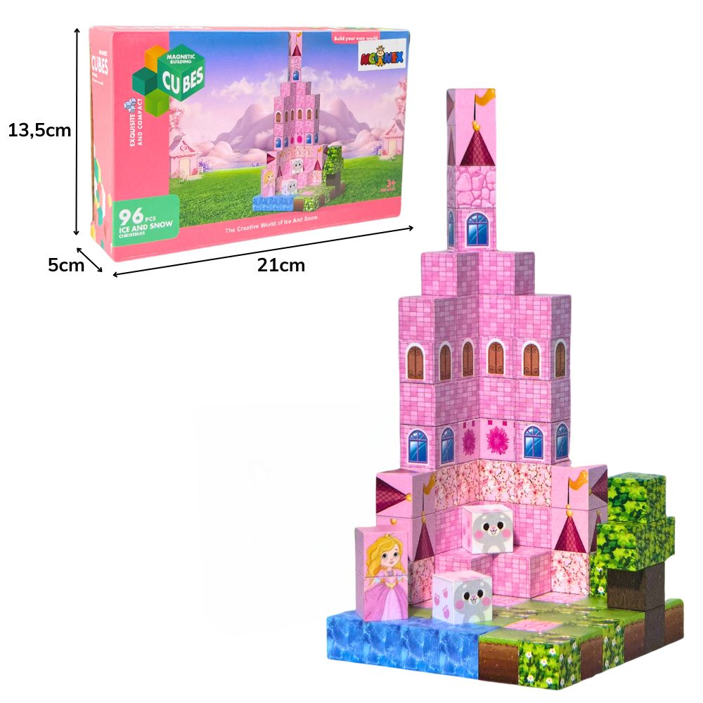 A - BLOCOS DE MONTAR MAGNETICO EM FORMATO DE CUBO COM 96 PECAS
