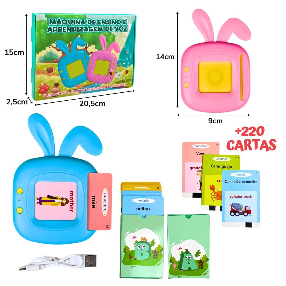 *A - MAQUINA DE ENSINO E APRENDIZAGEM POR VOZ, RECARREGAVEL (ROSA E PINK)
