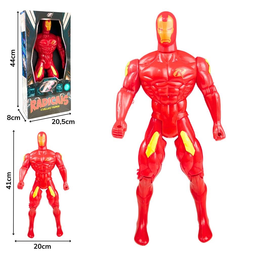 B - BONECO HOMEM DE FERRO GRANDE NA CAIXA (43CM)