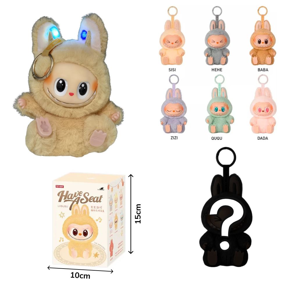 **P - PELUCIA LABUBU 15CM SURPRESA NA CAIXA INDIVIDUAL COM SOM, LUZ E CORES VARIADAS