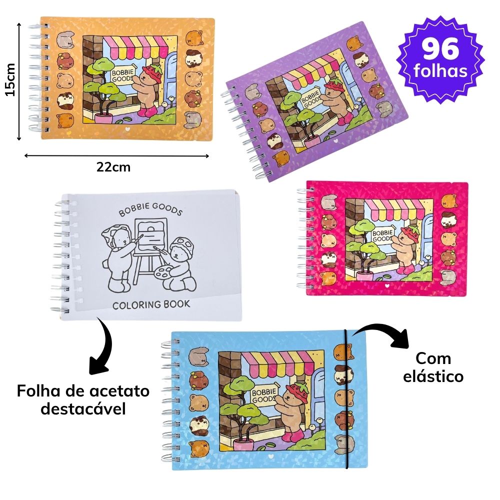 *A - CADERNO DE PINTURA BOBBIE GOODS COM 96 FOLHAS, CAPA SEMI DURA BRILHANTE