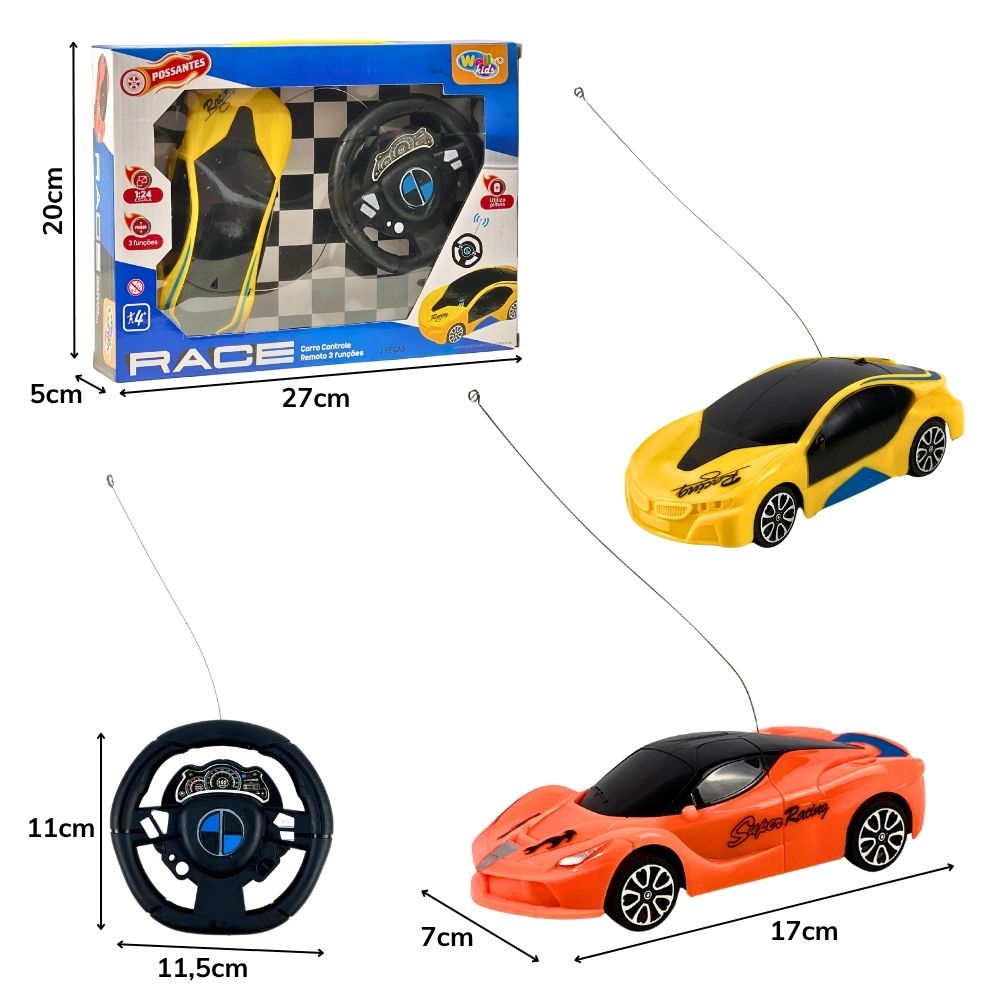 F - CARRO DE CONTROLE SIMPLES ESPORTIVO COM MODELOS E CORES VARIADAS