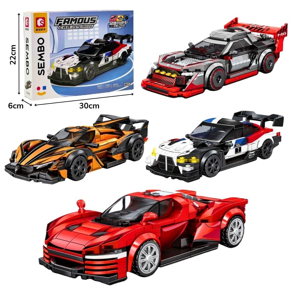 *B - BLOCOS DE MONTAR CARROS ESPORTIVOS COM 4 MODELOS VARIADOS