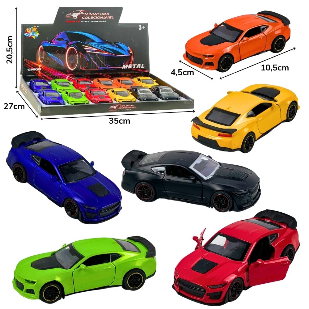 C - KIT COLEÇÃO MUSTANG DE METAL COM CORES VARIADAS NO DISPLAY C/ 12 PEÇAS