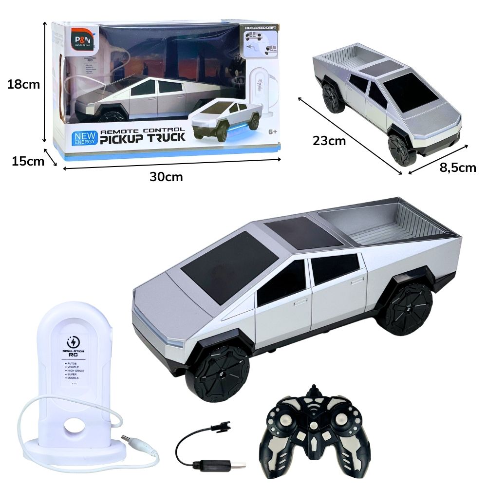 ***F - PICKUP CYBER TRUCK  DE CONTROLE TOTAL RECARREGAVEL COM LUZ