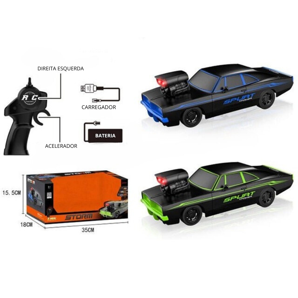 ***F - CARRO DE CONTROLE REMOTO TOTAL RECARREGAVEL DODGE CHARGER VELOZES E FURIOSOS
