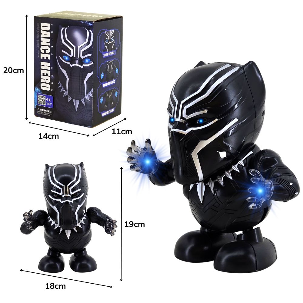 ***D - BONECO PANTERA NEGRA A PILHA QUE DANÇA COM SOM E ILUMINAÇÃO