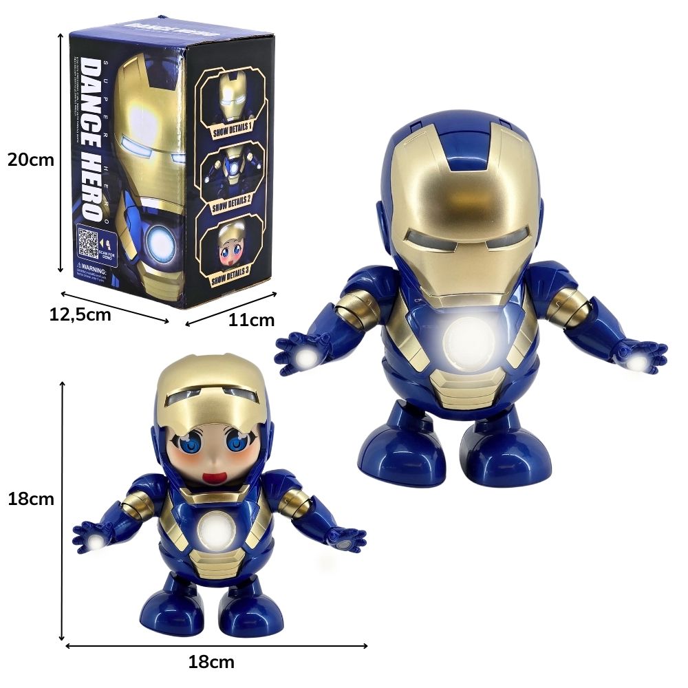 ***D - BONECO PEPPER POTTS MULHER DO HOMEM FERRO A PILHA QUE DANÇA COM SOM E ILUMINAÇÃO