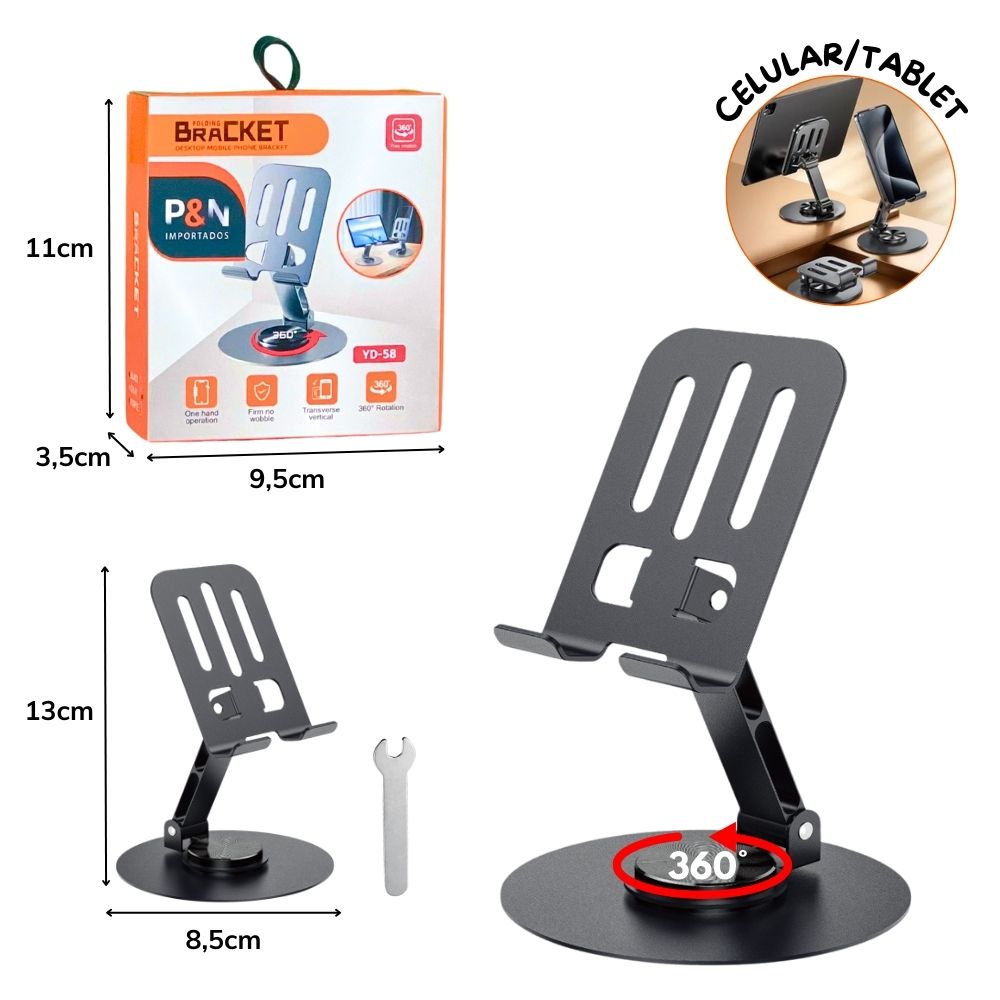 ***Z - SUPORTE PARA CELULAR E TABLETS DE FERRO COM GIRO 360