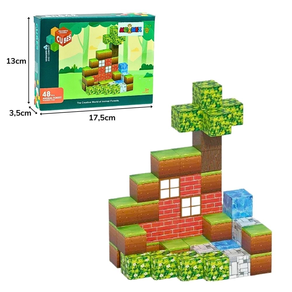 A - BLOCOS DE MONTAR MAGNETICO EM FORMATO DE CUBO COM 48 PECAS
