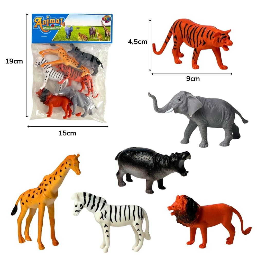 A - KIT ANIMAIS SELVAGENS PEQUENO (PVC) NA SOLAPA (PRODUTO EMBORRACHADO)