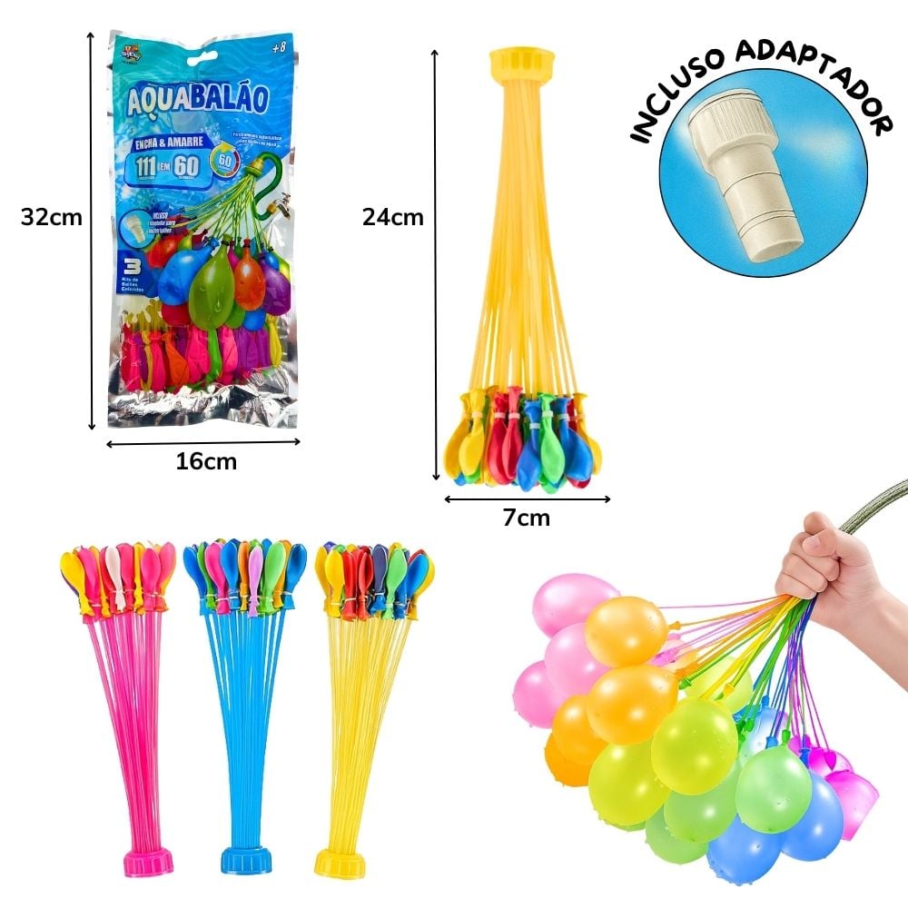 **C - BALÕES DE ÁGUA KIT COM 3 ADAPTADORES P/ TORNEIRA E 37 BALÕES CADA KIT