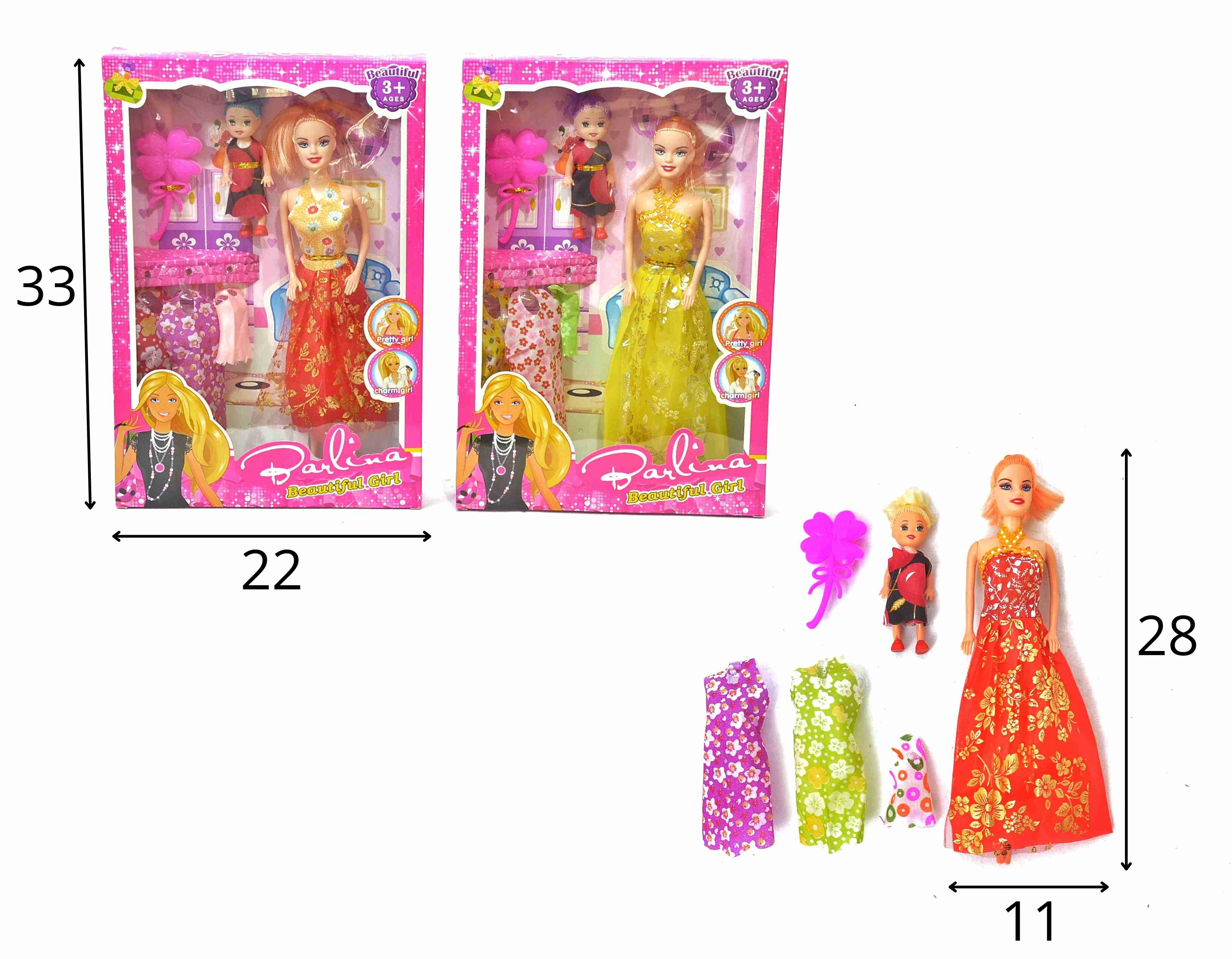 C - BONECA BARLINA COM FILHA, VESTIDOS E ACESSÓRIOS 