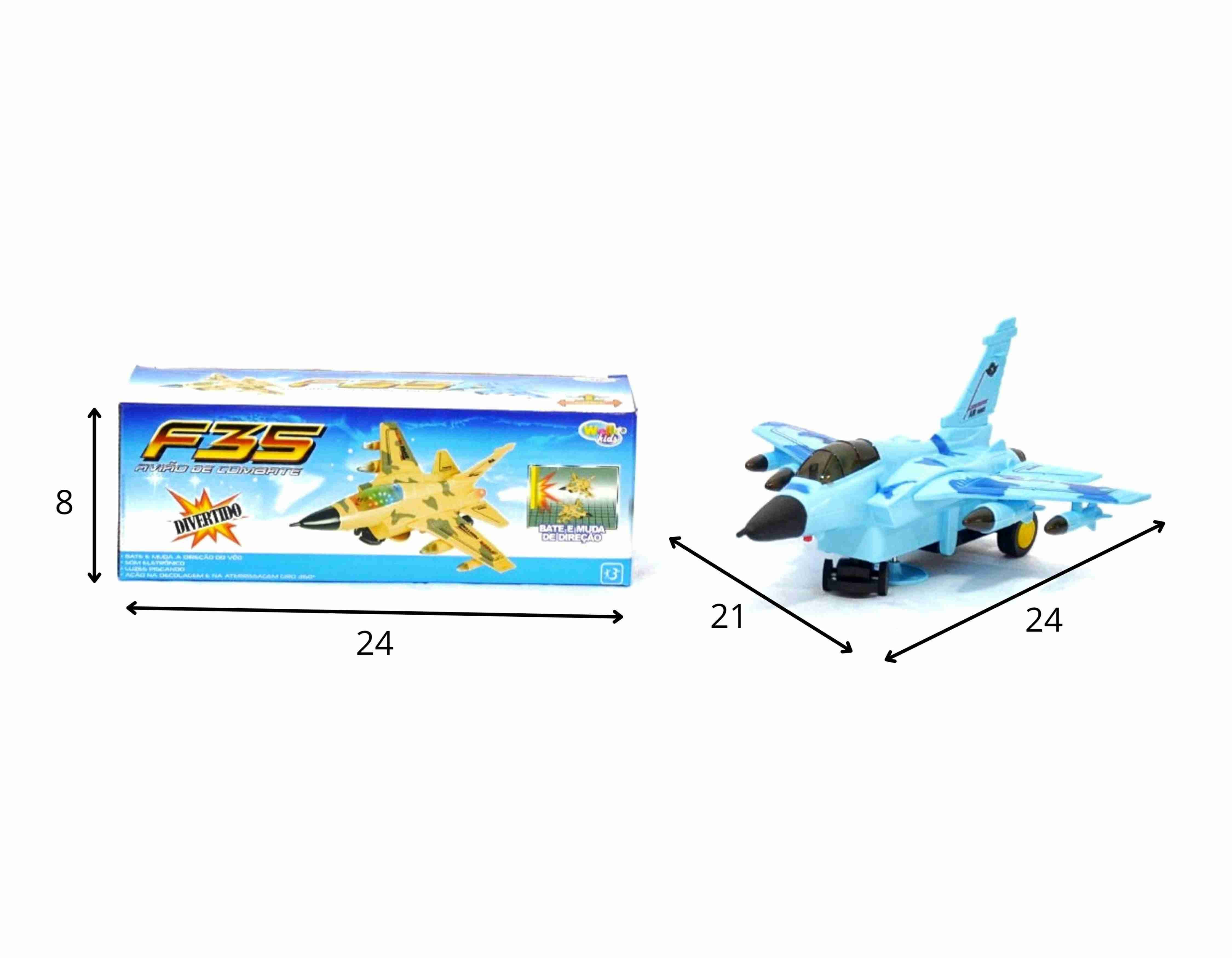 D - AVIÃO A PILHA F35 COM SOM E ILUMINAÇÃO 
