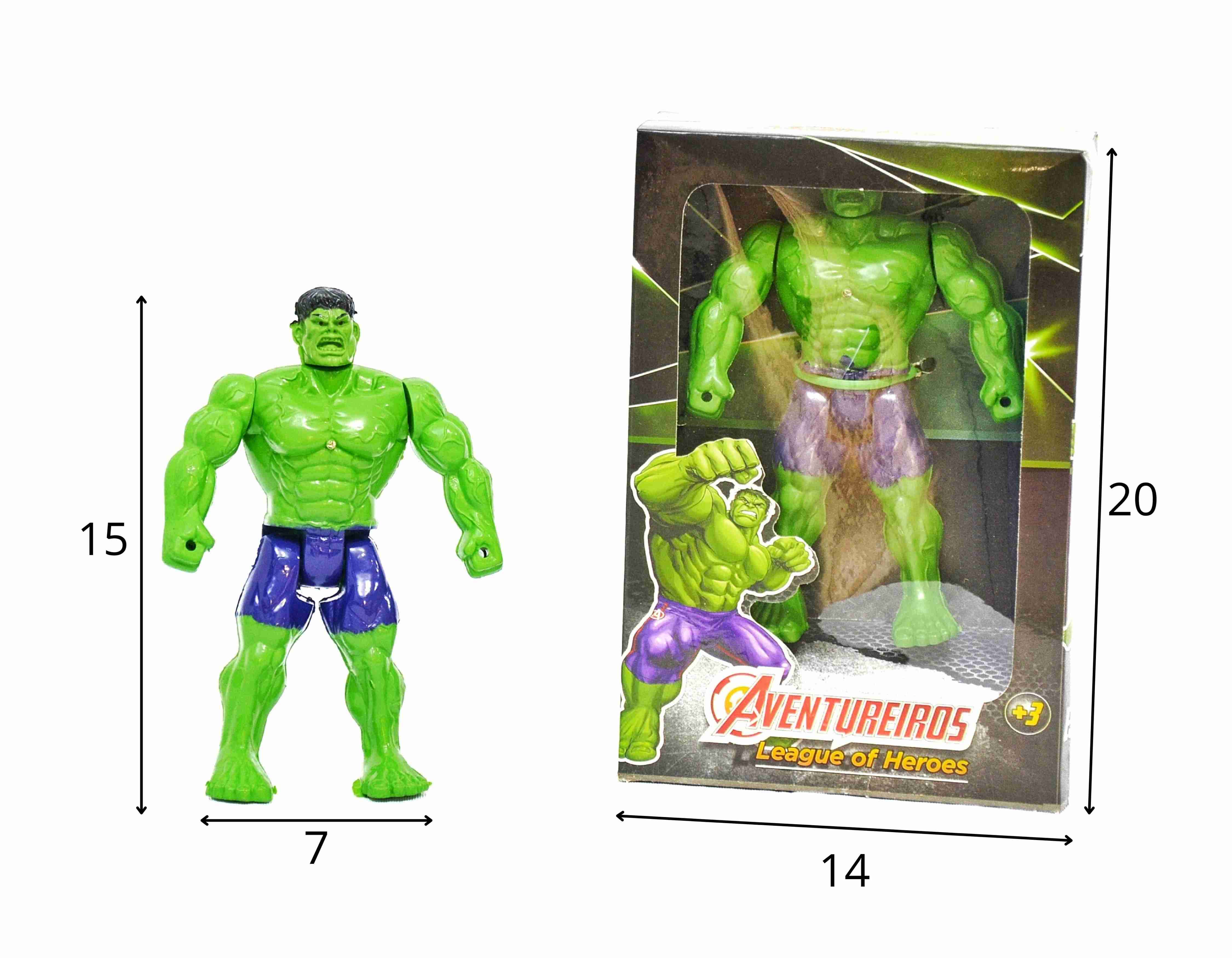 B - BONECO HULK C/ LUZ NA CAIXA 