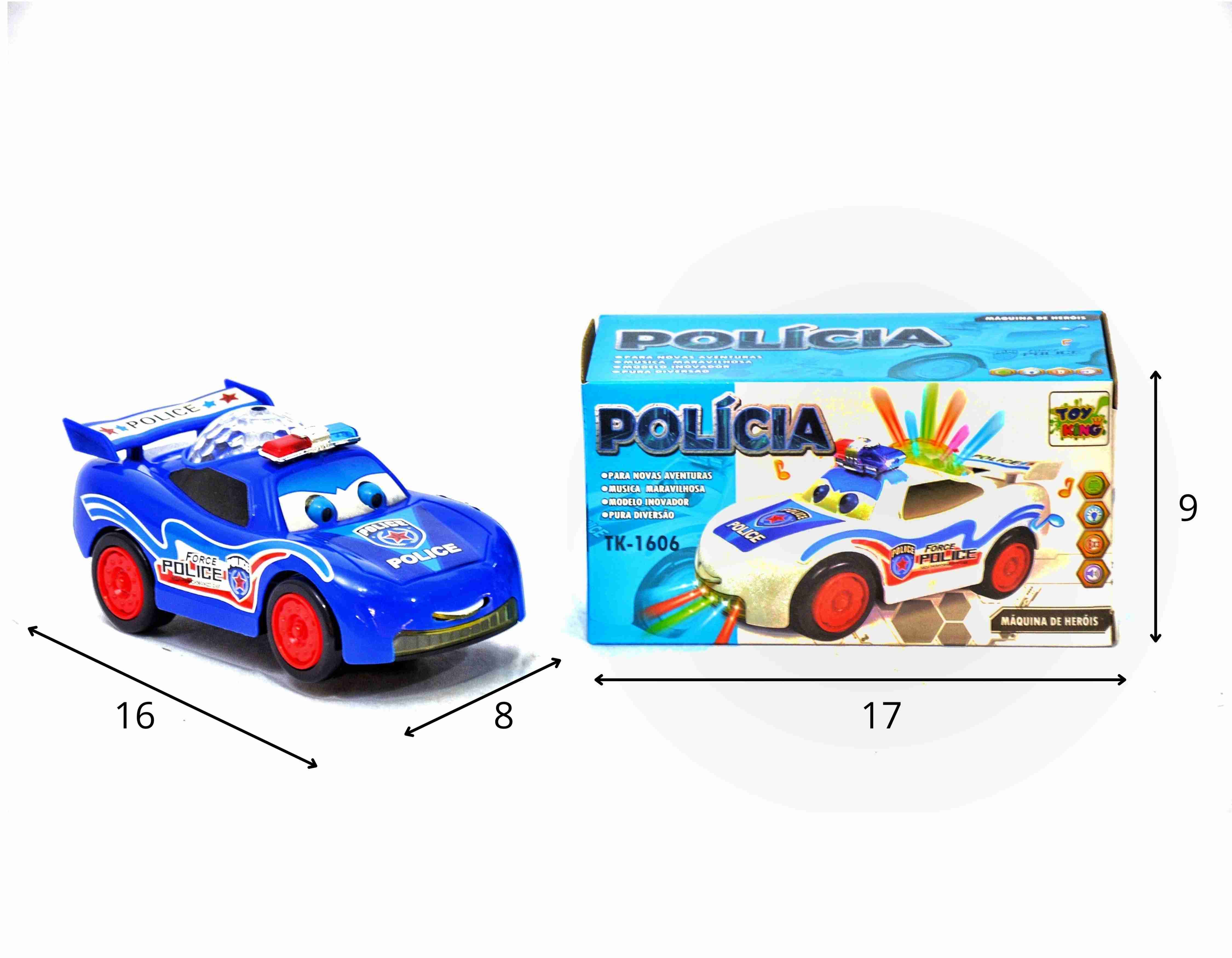 D - CARRO MCQUEEN POLICIA A PILHA COM SOM E ILUMINAÇÃO