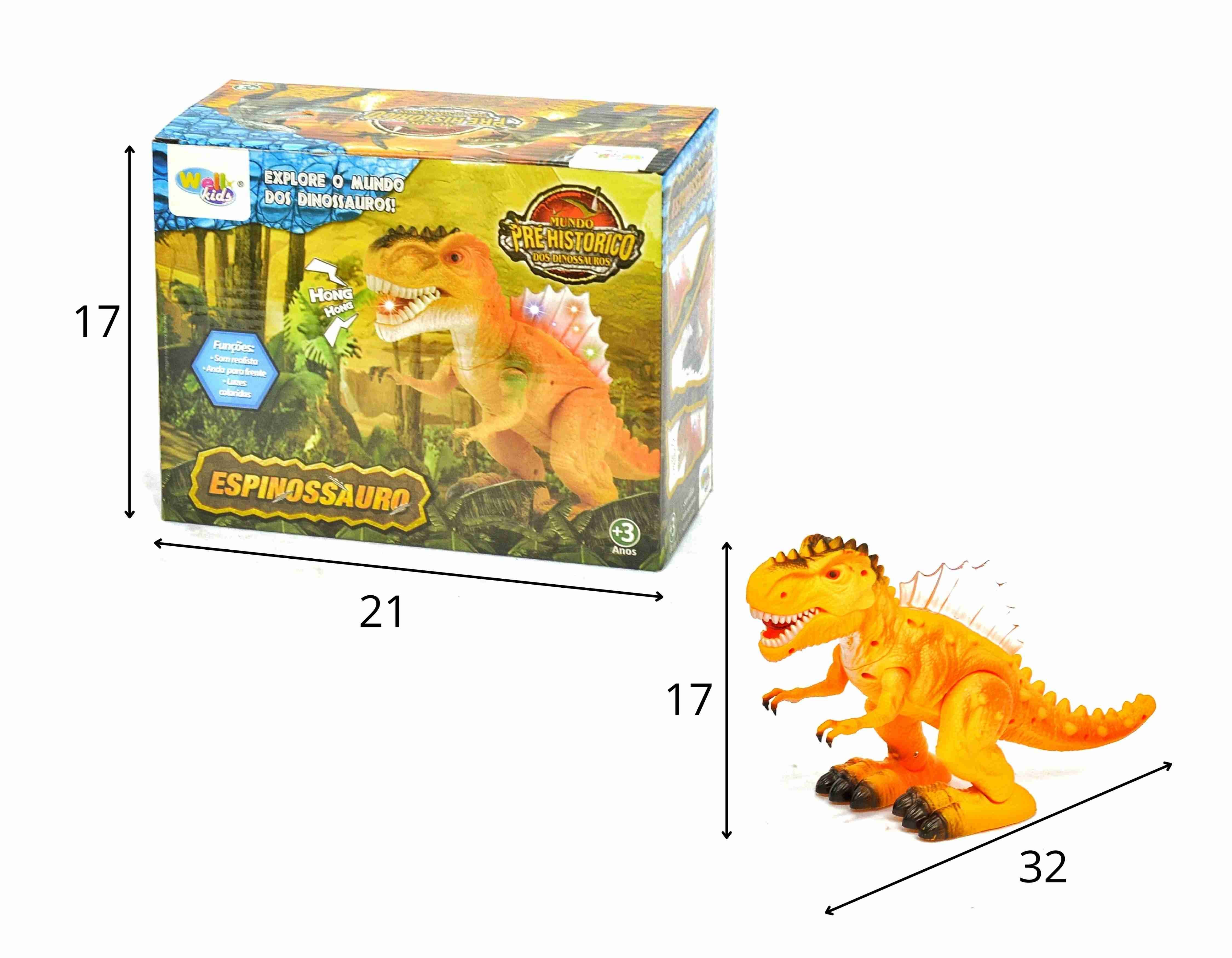 D - DINOSSAURO ESPINOSSAURO Á PILHA C/ SOM E ILUMINAÇÃO 