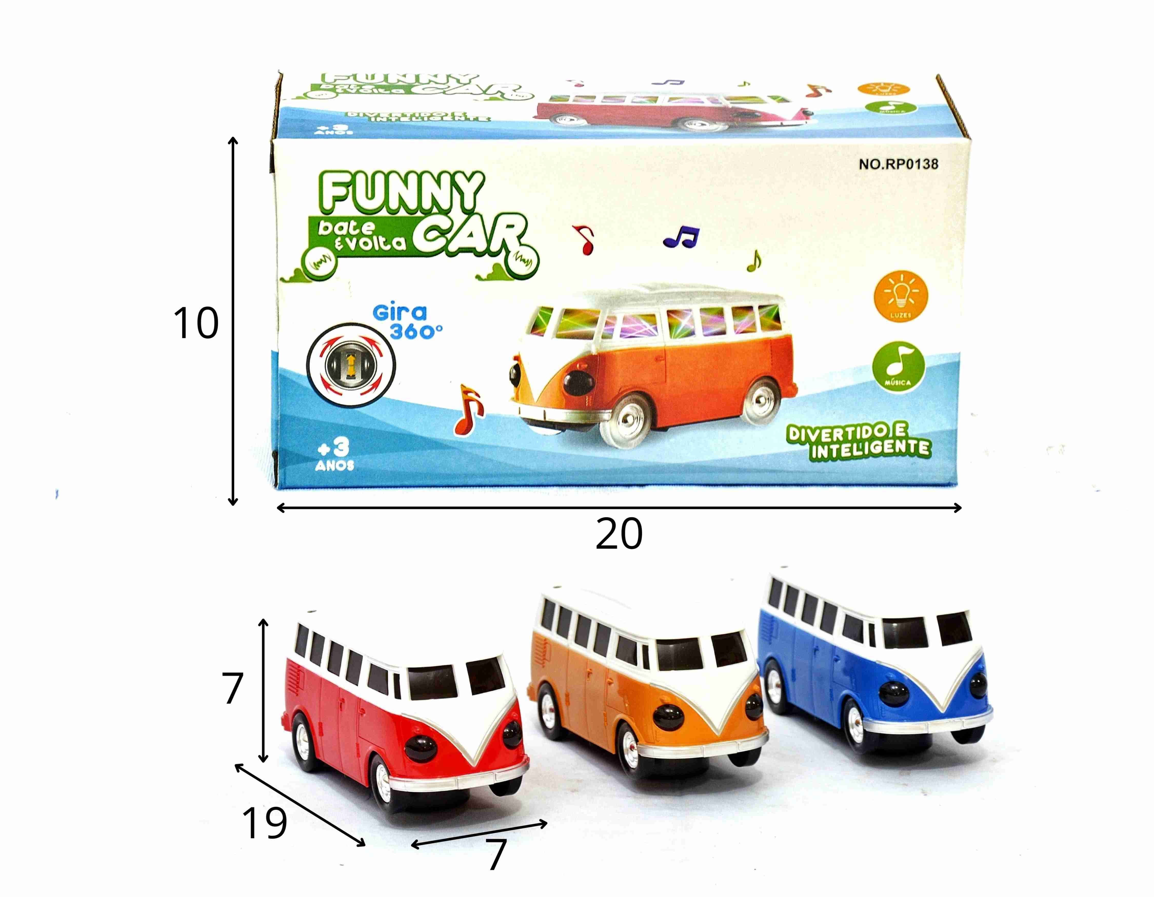 D - CARRO KOMBI A PILHA (BATE E VOLTA C/ SOM E ILUMINAÇÃO)