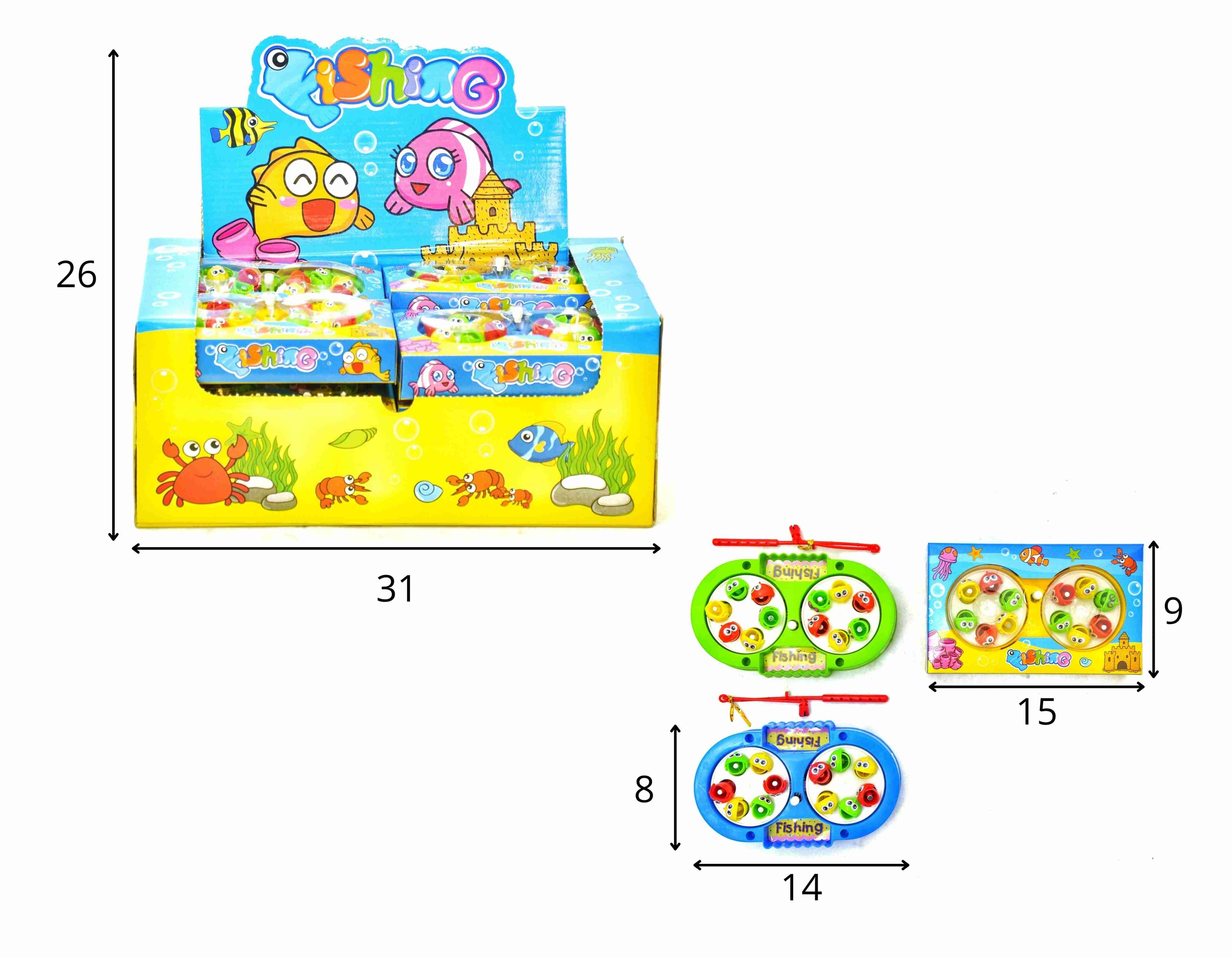E - PEGA PEIXE DUPLO Á CORDA NO DISPLAY COM 12 PEÇAS (CAIXA FECHADA R$ 14,39 + FT -> 48 PEÇAS)