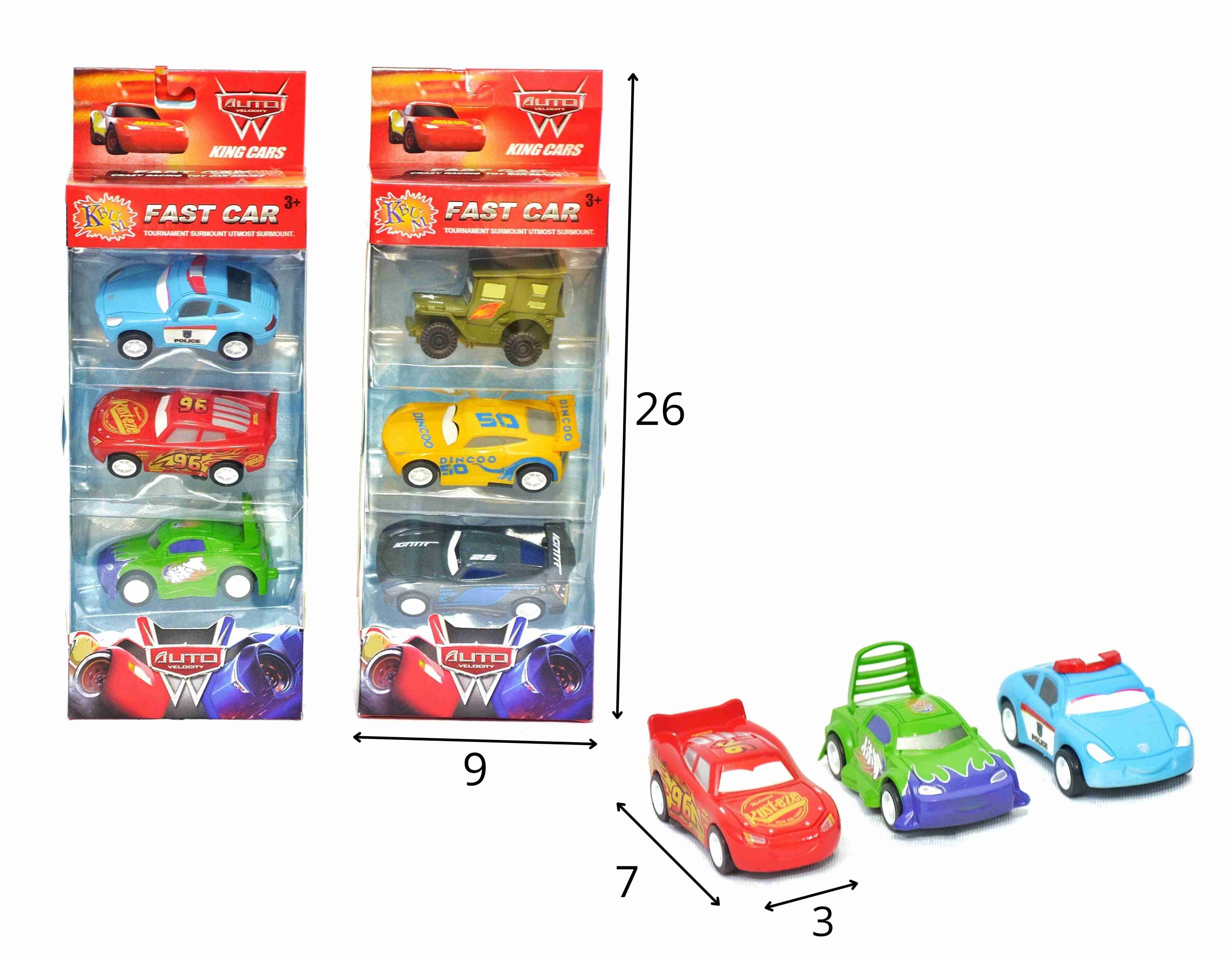 C - KIT COLEÇÃO CARROS CARS COM 3 PEÇAS Á FRICÇÃO